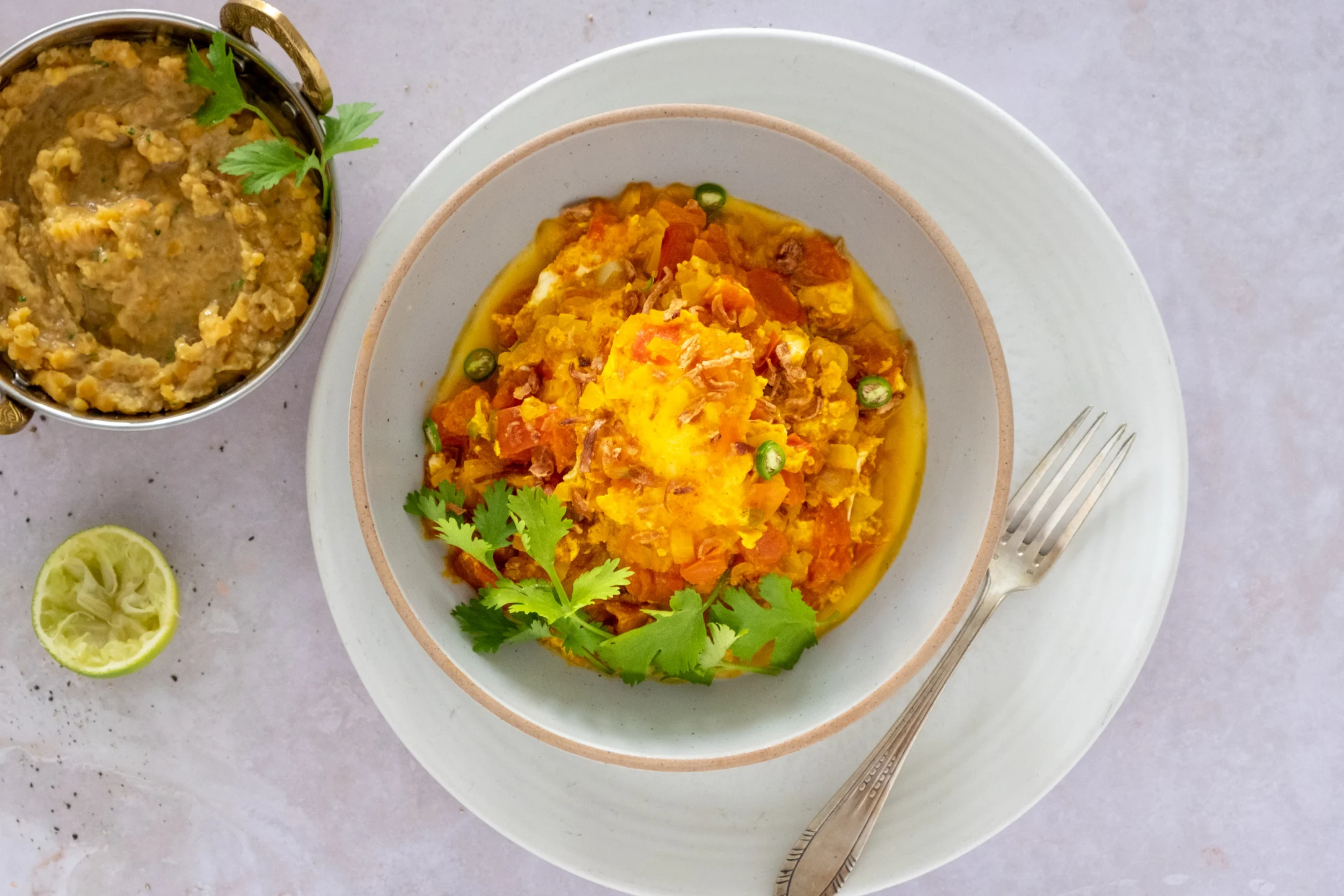Indian Khagina: Spiced Eggs with Dal