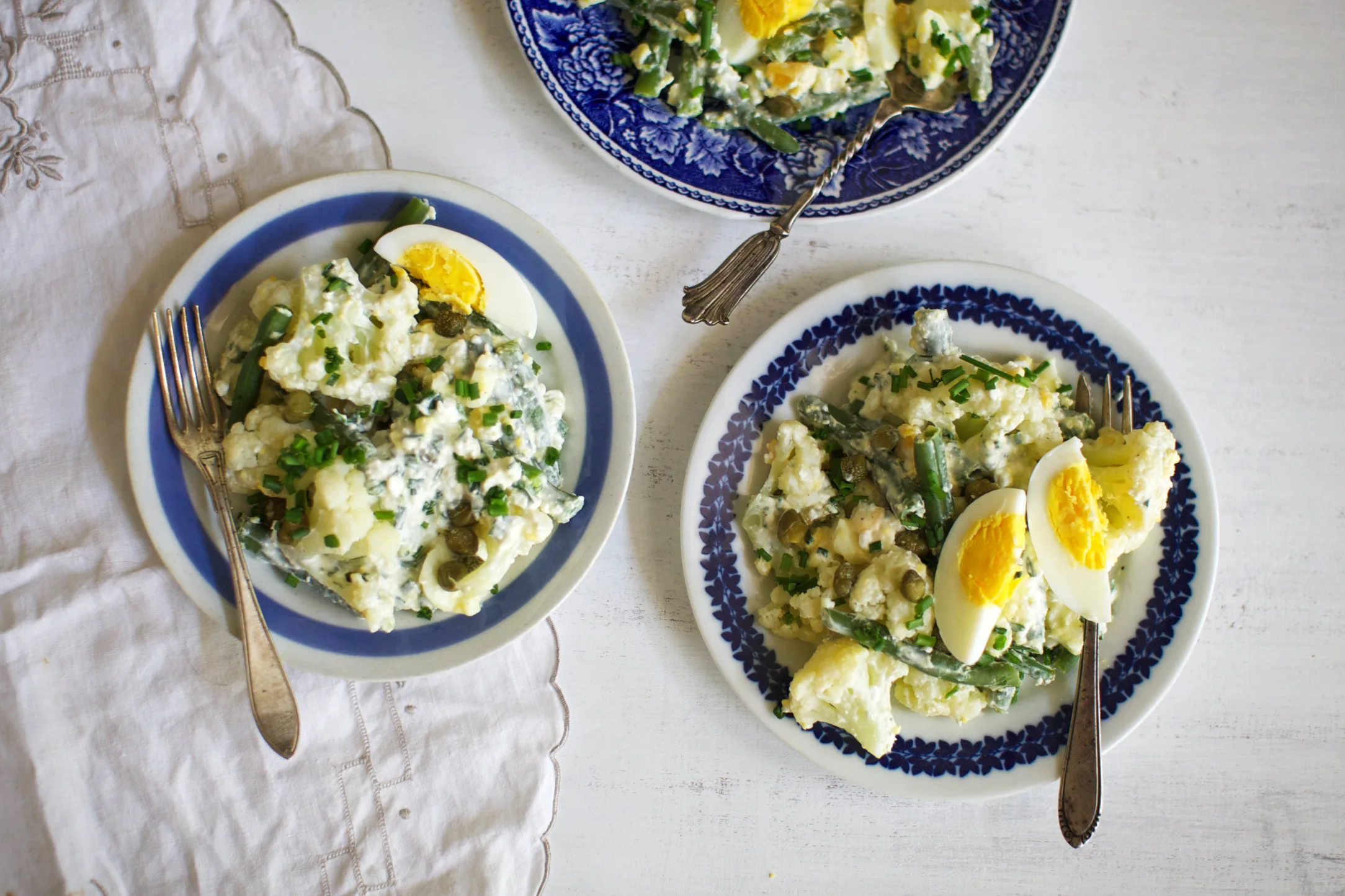 Cauliflower, Egg and Cottage Cheese Salad with Green Beans