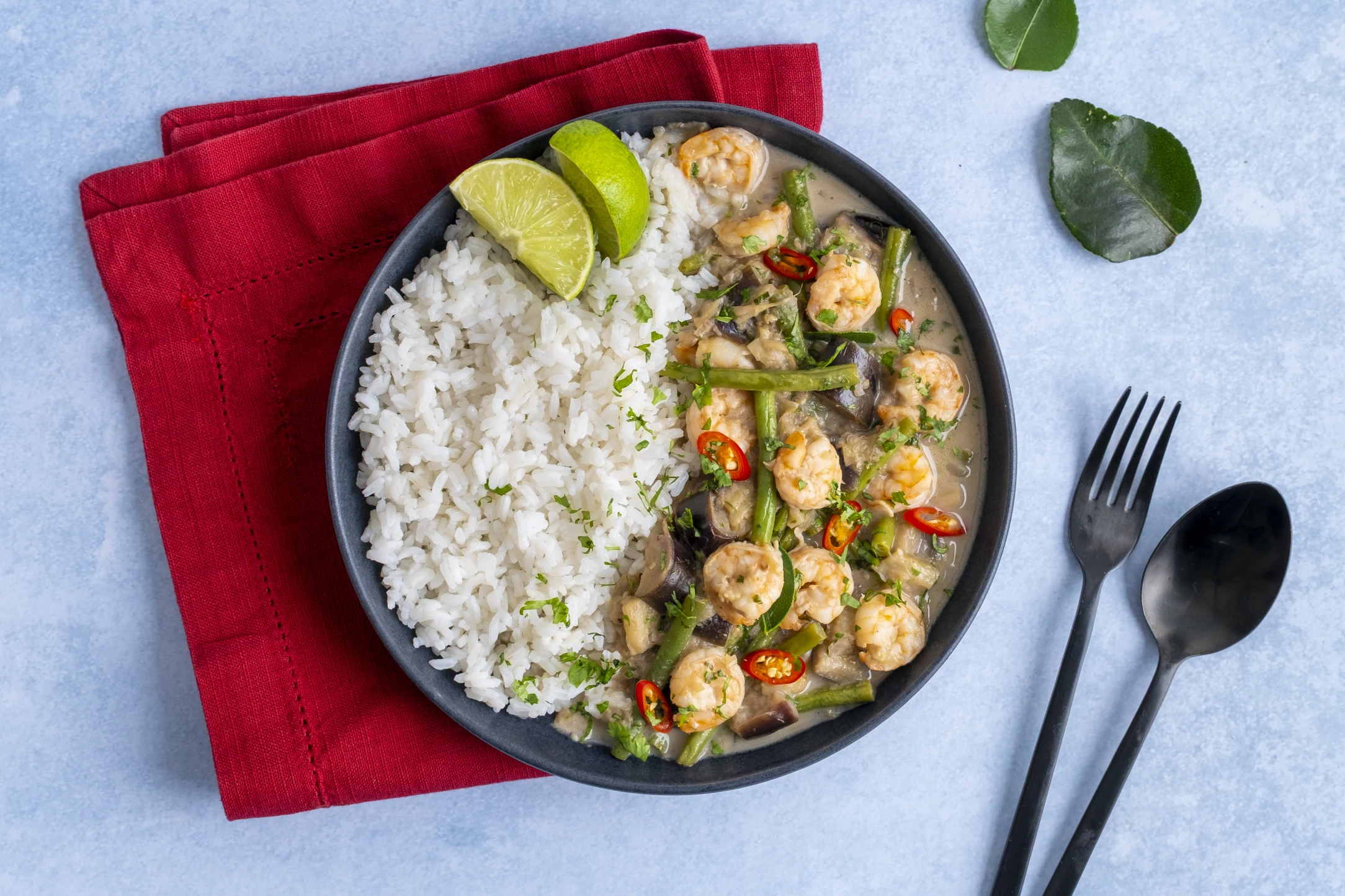 Spicy Thai Green Curry with Prawns and Eggplant