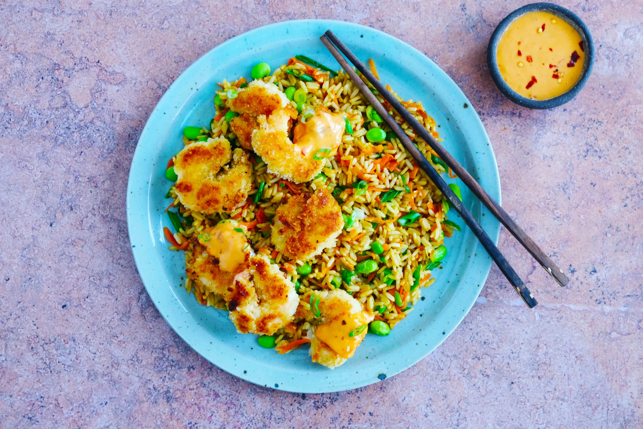 Crispy Dynamite Prawns with Fried Rice