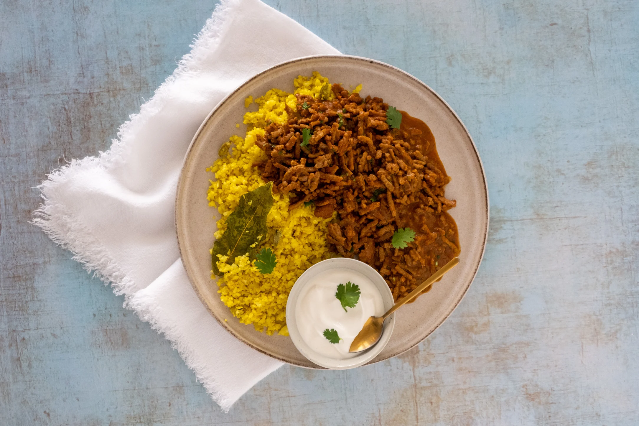 Lamb Curry with Pilau Cauliflower Rice and Yogurt