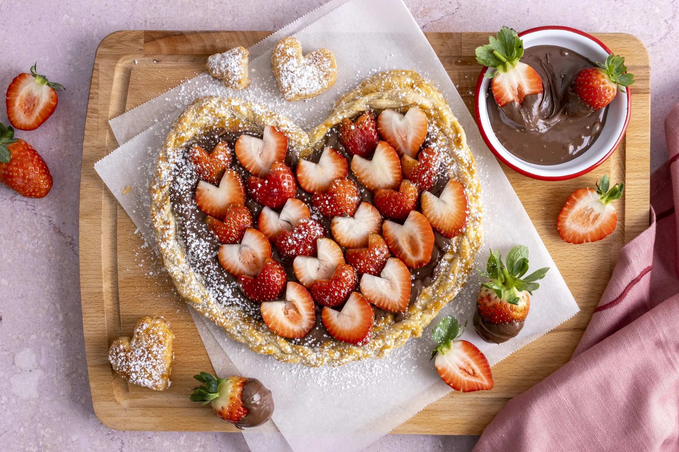 Valentine's Strawberries and Nutella All-Butter Puff Pastry Tart