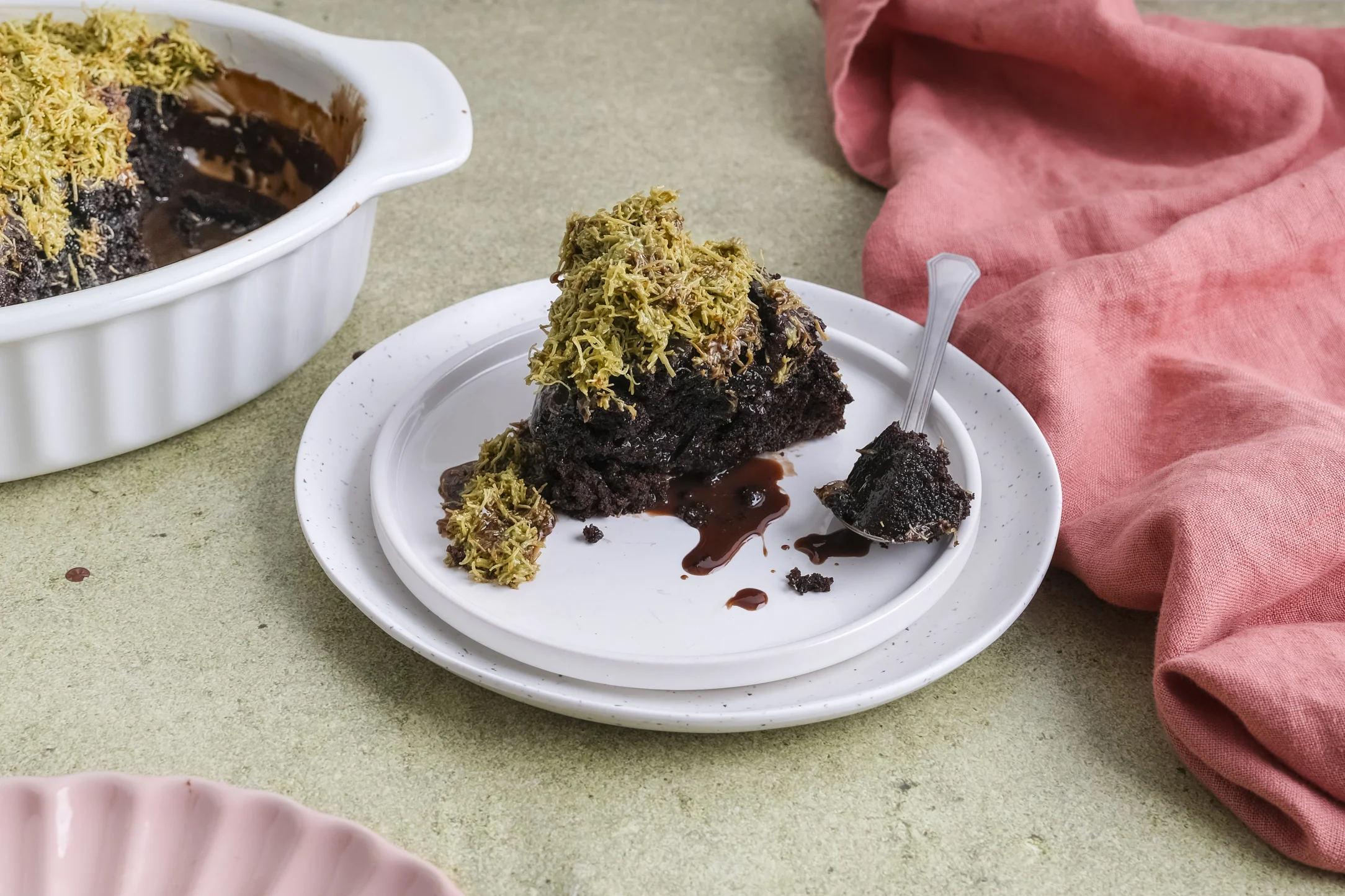 Konafah Pistacho Chocolate Crunch Cake