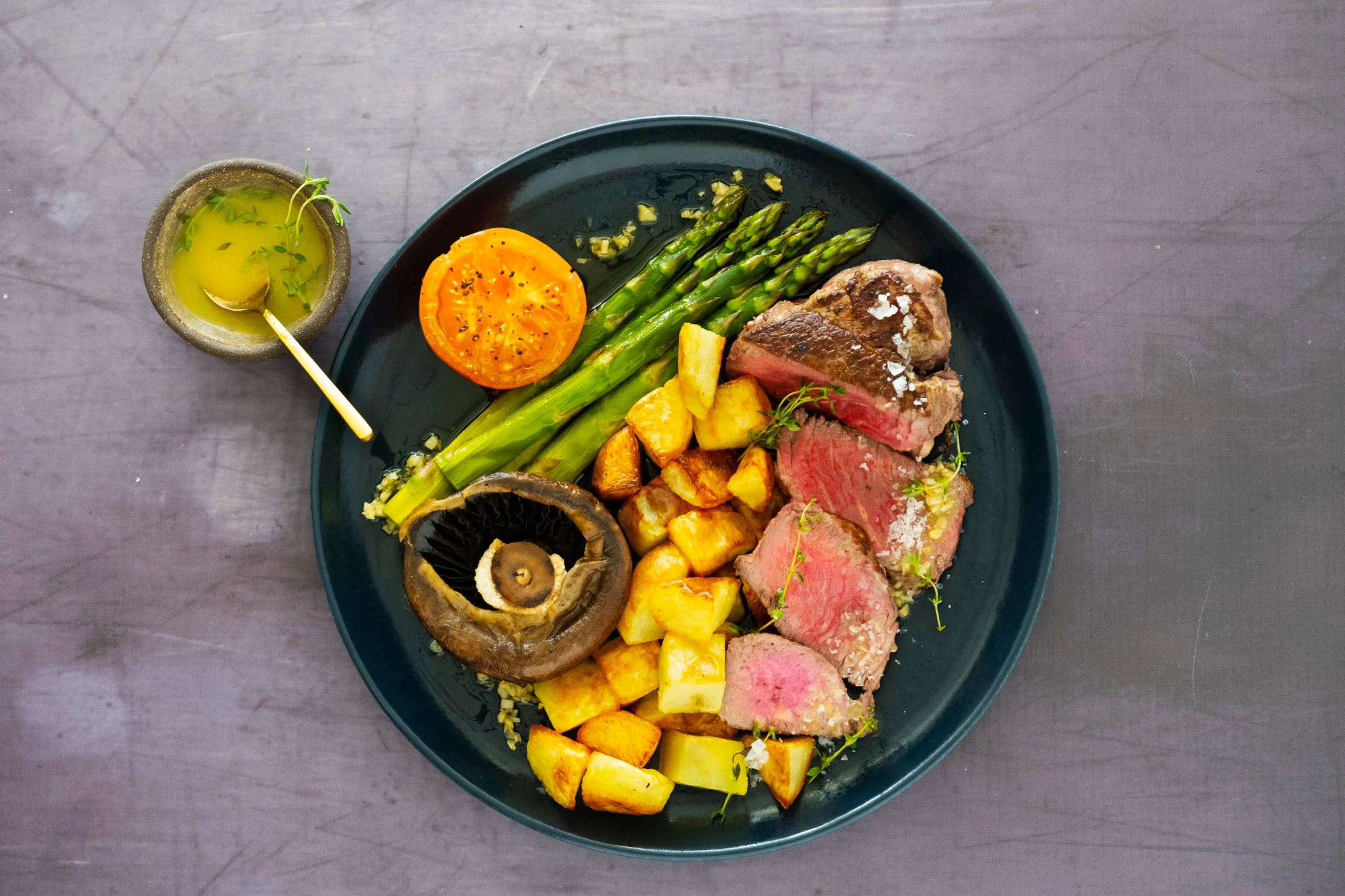 Tenderloin Fillet Steak with Portabello Mushrooms and Garlic Butter