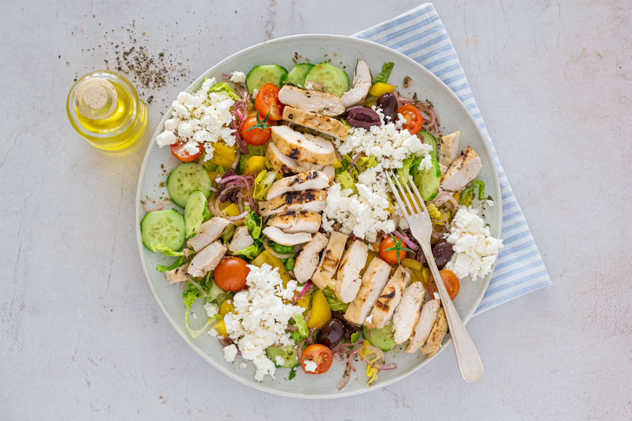 Mediterranean Grilled Chicken with Greek Salad and Feta