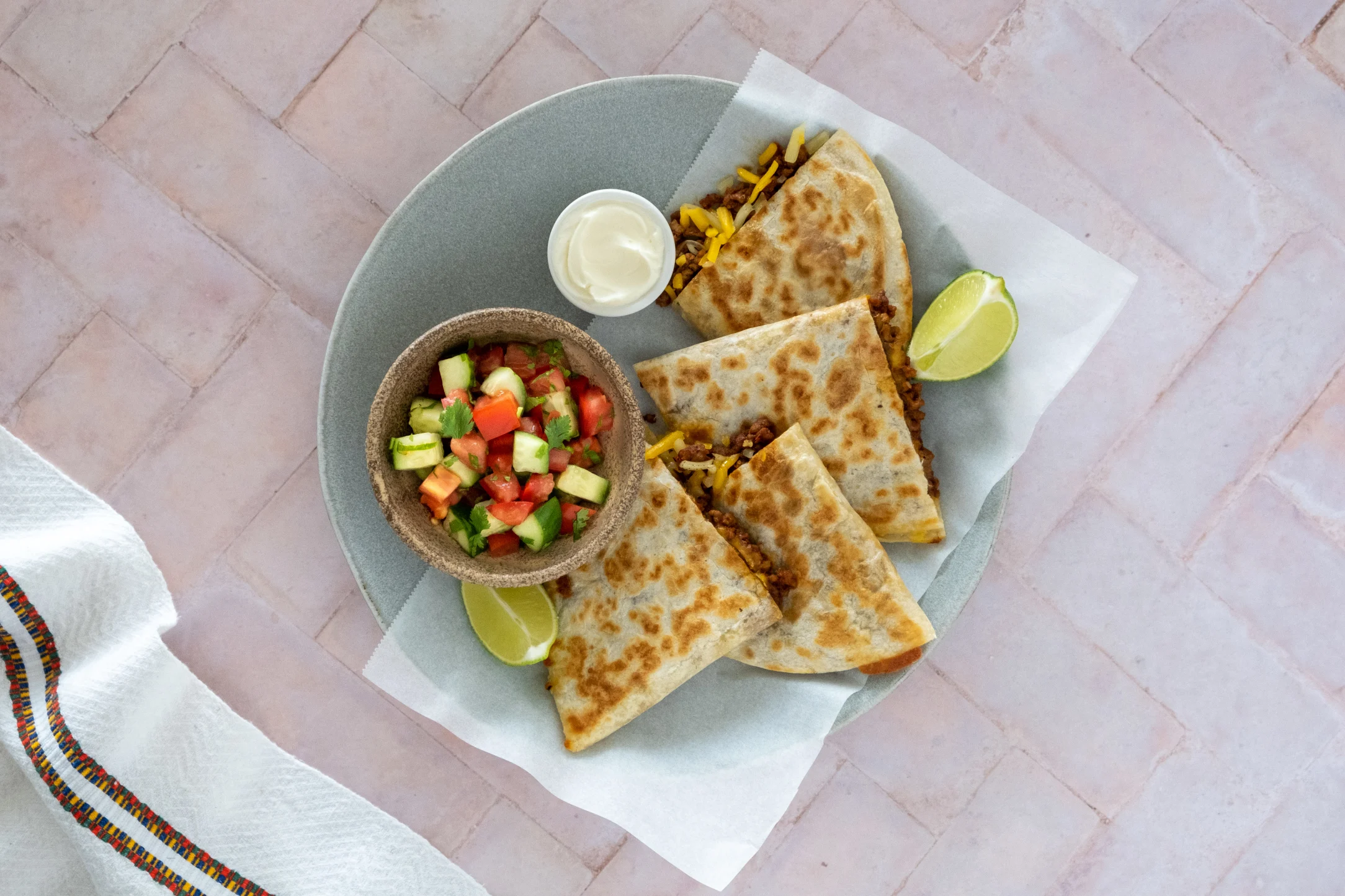 Crispy Beef Quesadillas with Tomato Salsa