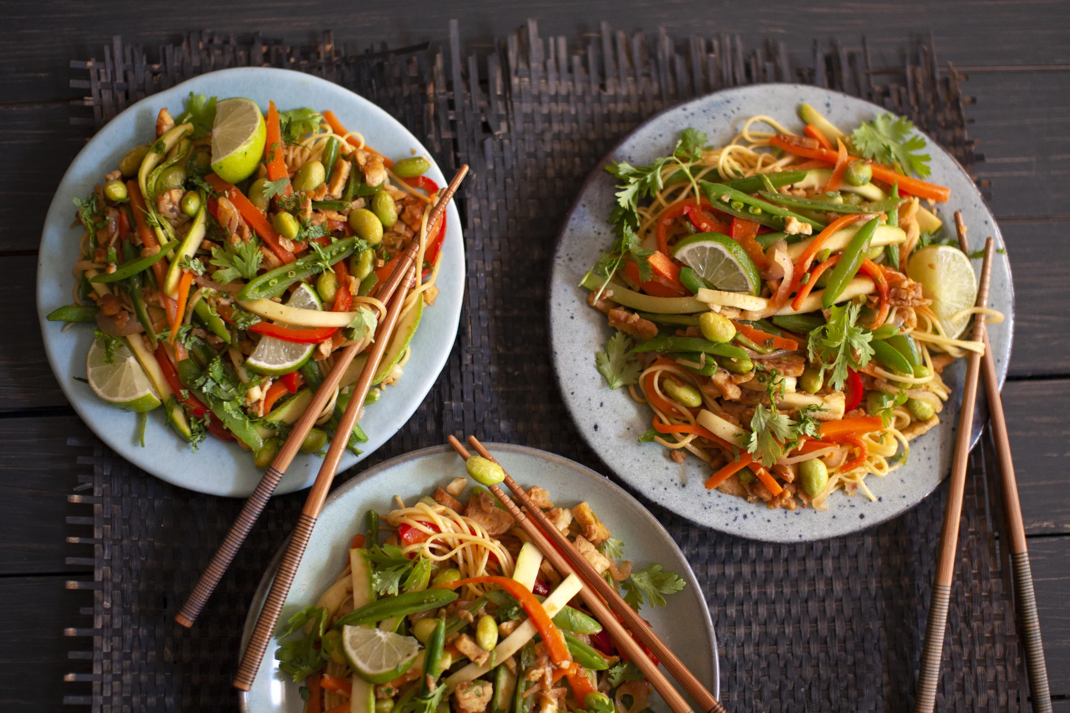 Tempeh and Edamame Noodle Stir Fry