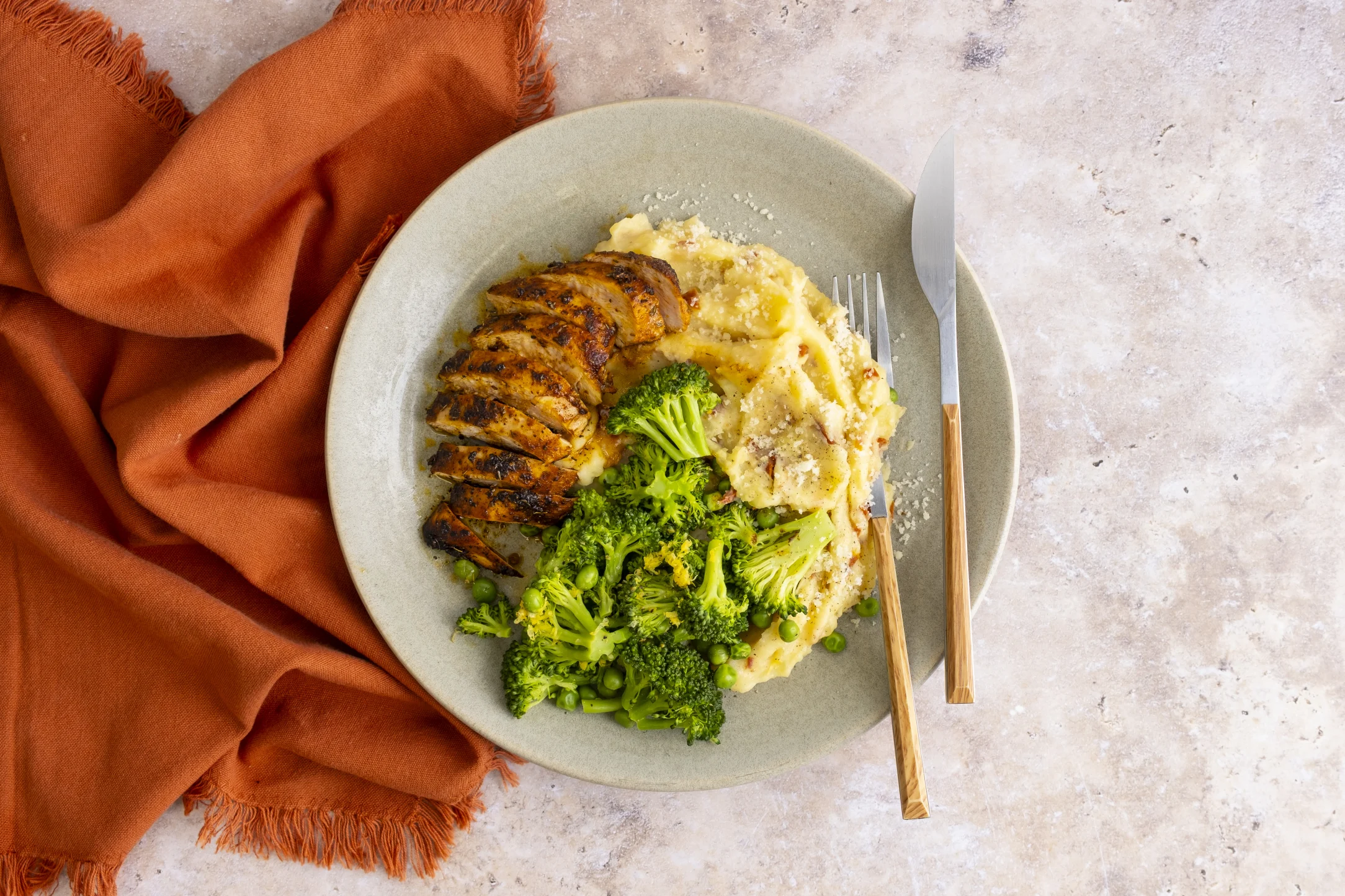 Smoky Chicken with Sundried Tomato Mash and Zesty Green Veg