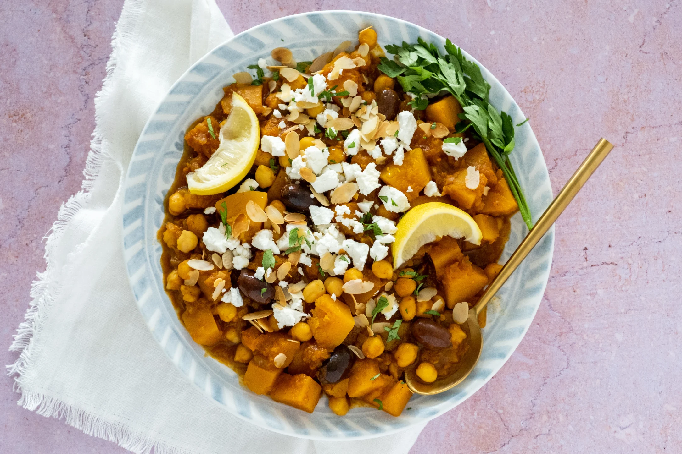 Moroccan Butternut Squash and Chickpea Tagine with Feta