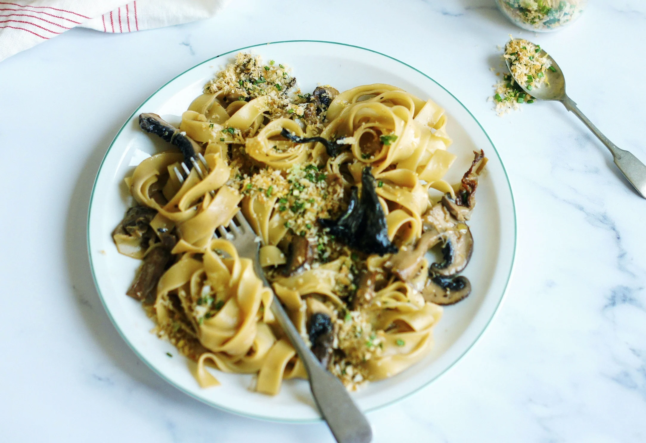 Truffled Mushroom Fettuccine with Pangratatto