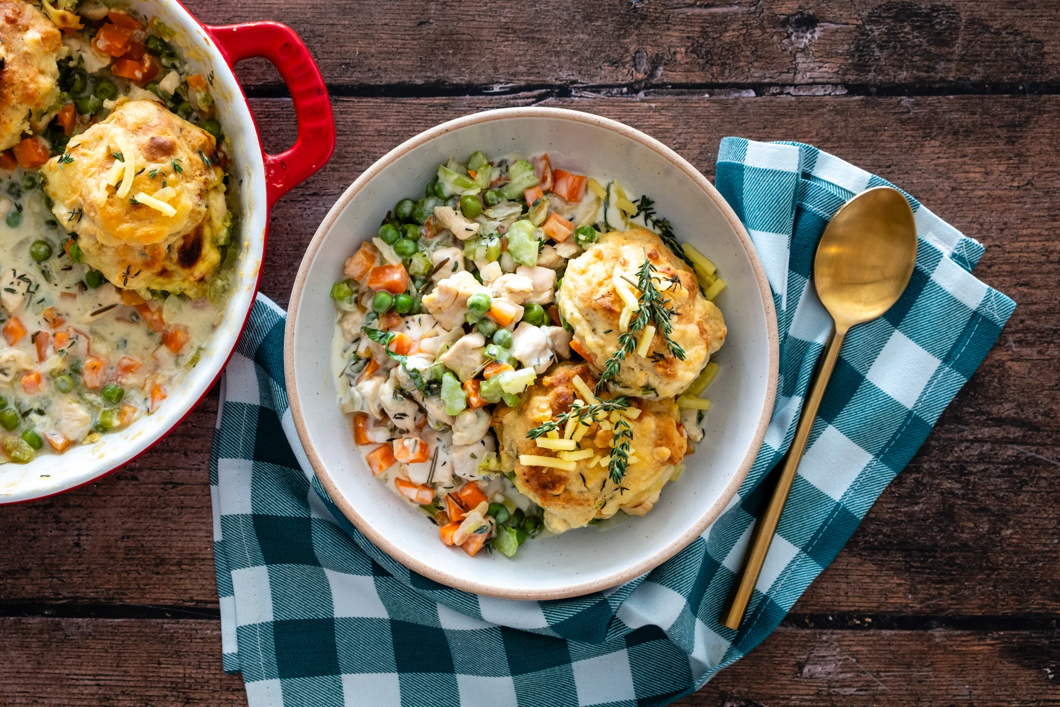 American Chicken Pot Pie with Cheddar Drop Biscuits