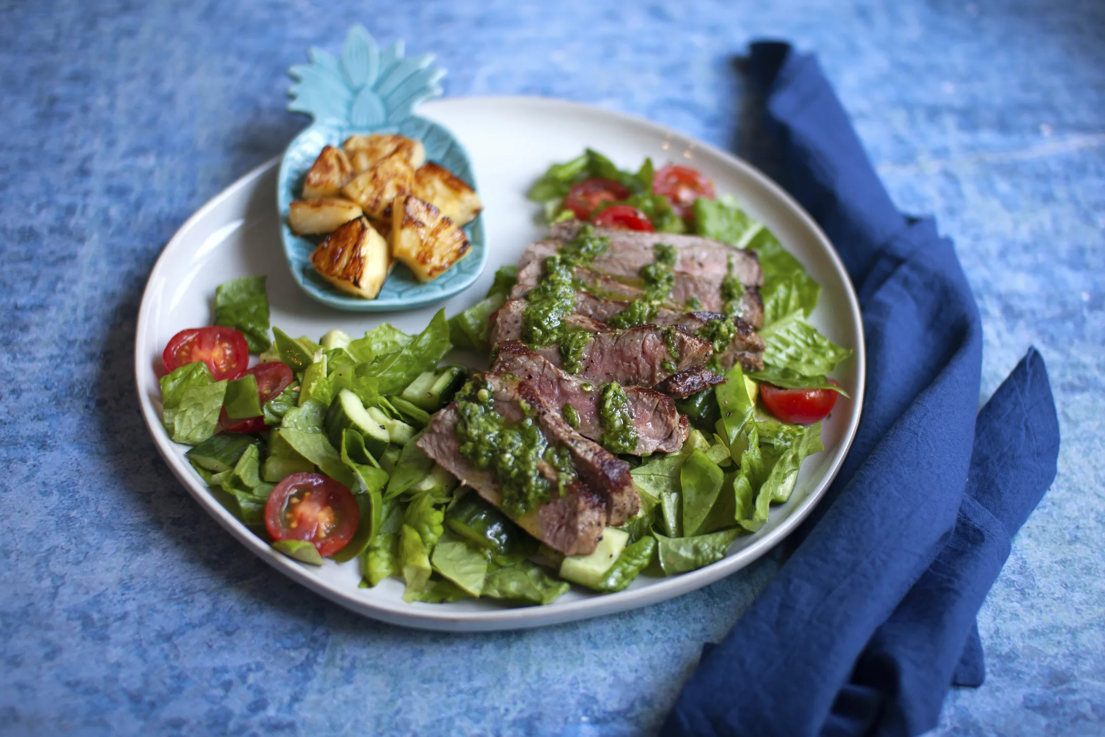 Mojo Steak Salad with Fried Pineapple