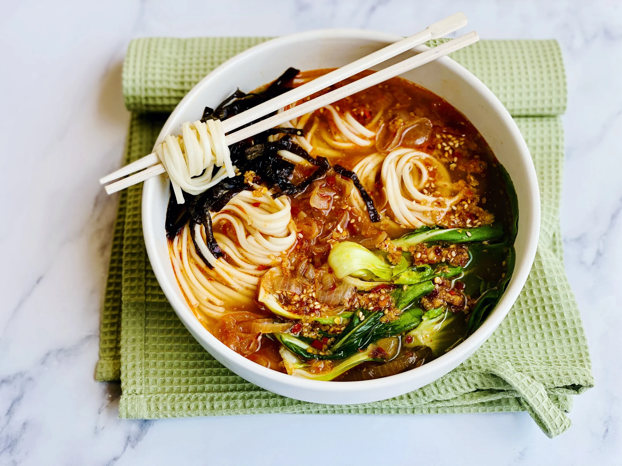 Caramelised Onion and Chilli Ramen with Miso