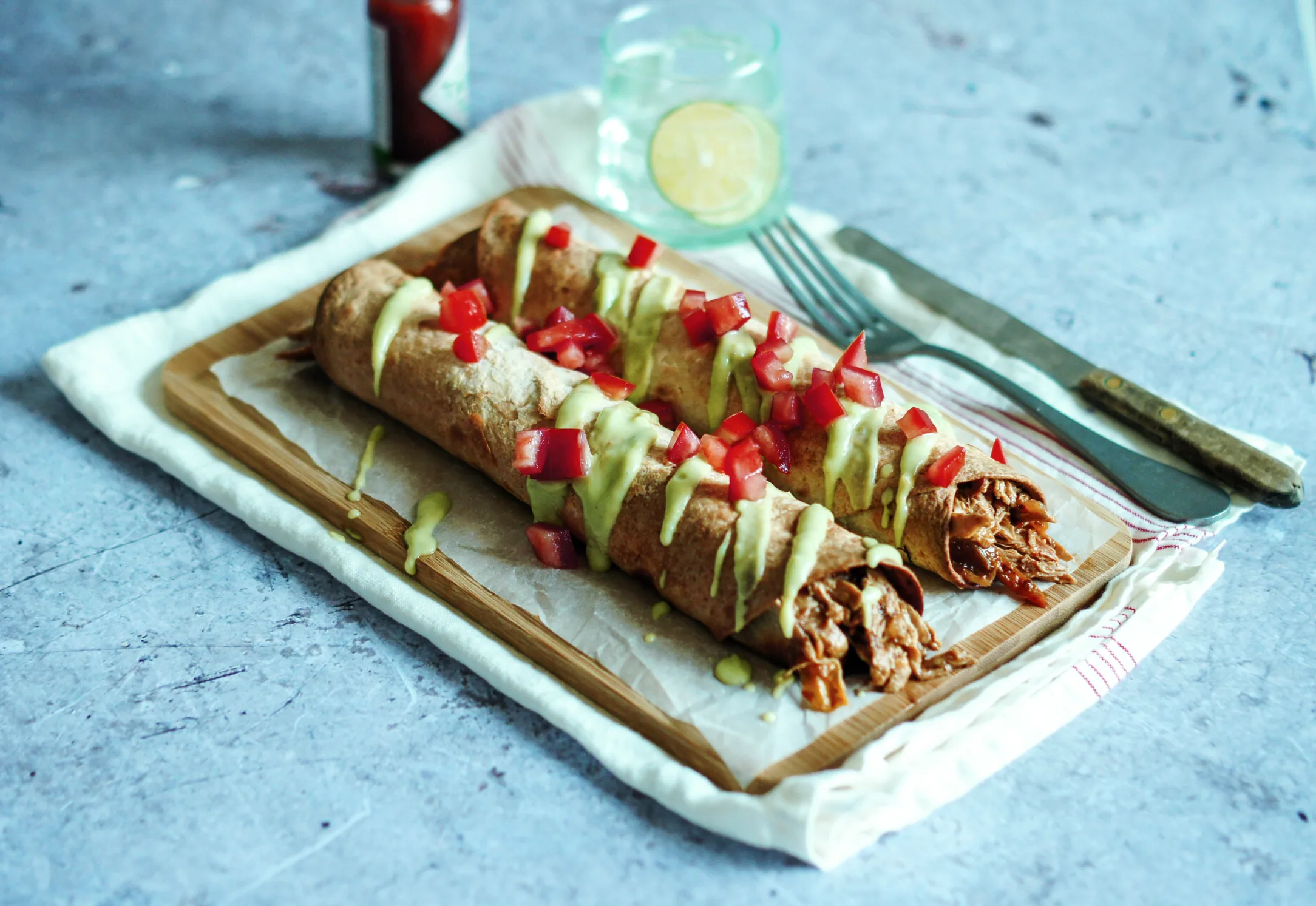 Chicken Taquitos with Avocado Cream