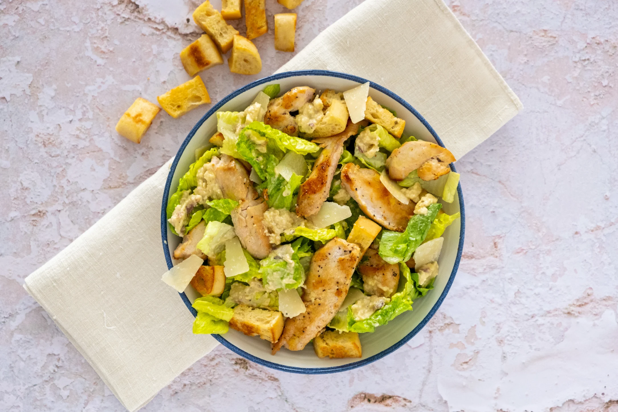 Classic Chicken Caesar Salad with Croutons and Parmesan