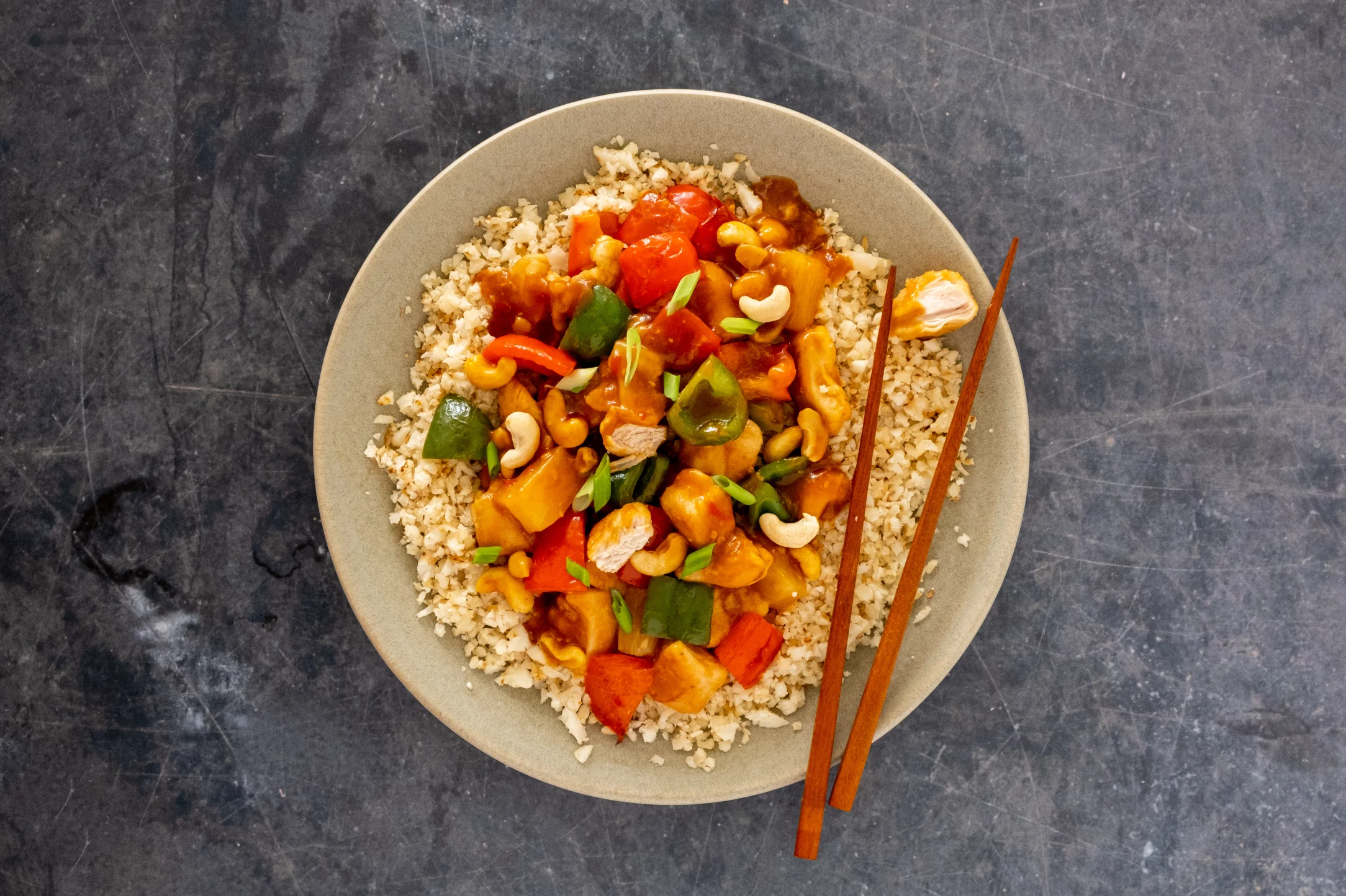 Sweet and Sour Chicken with Cauliflower Rice