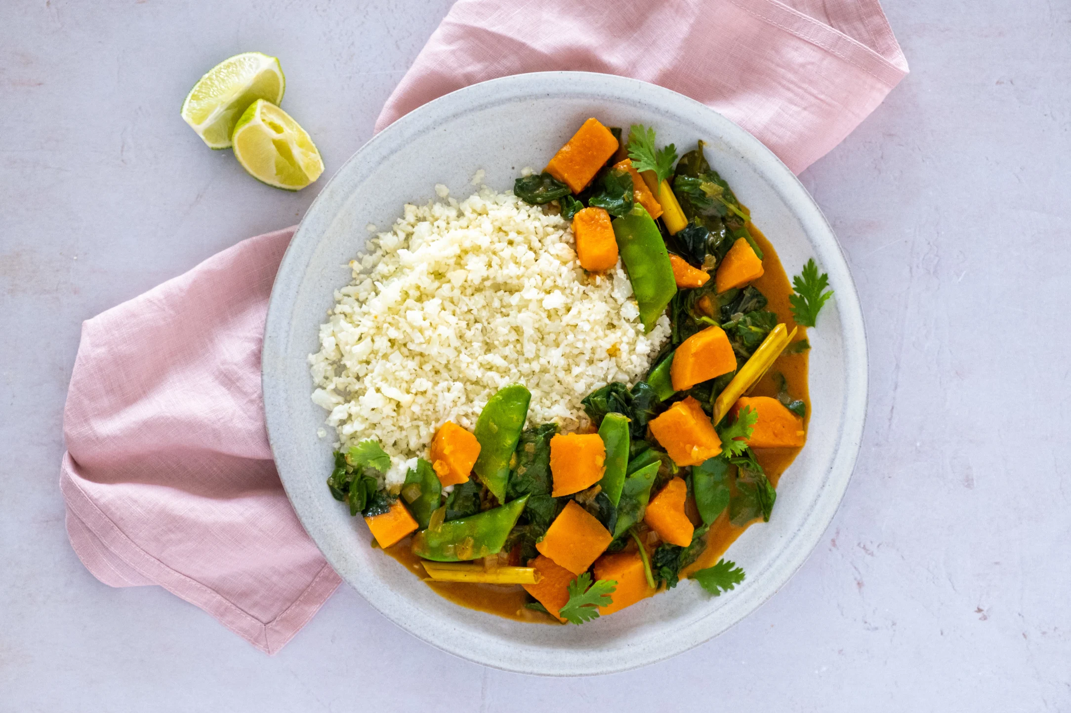 Creamy Thai Sweet Potato Curry with Cauliflower Rice