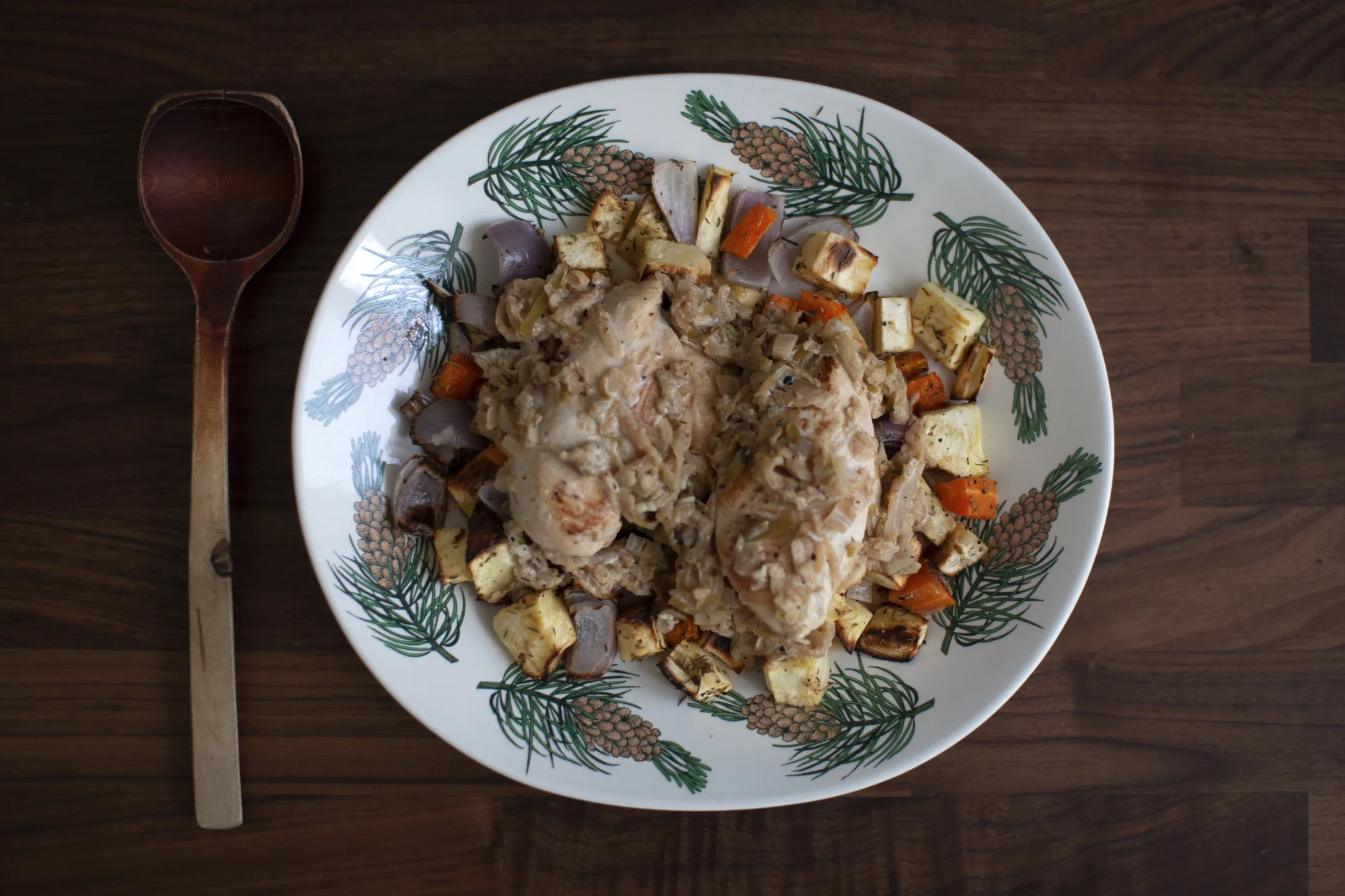 French Apple Chicken with Roasted Vegetables