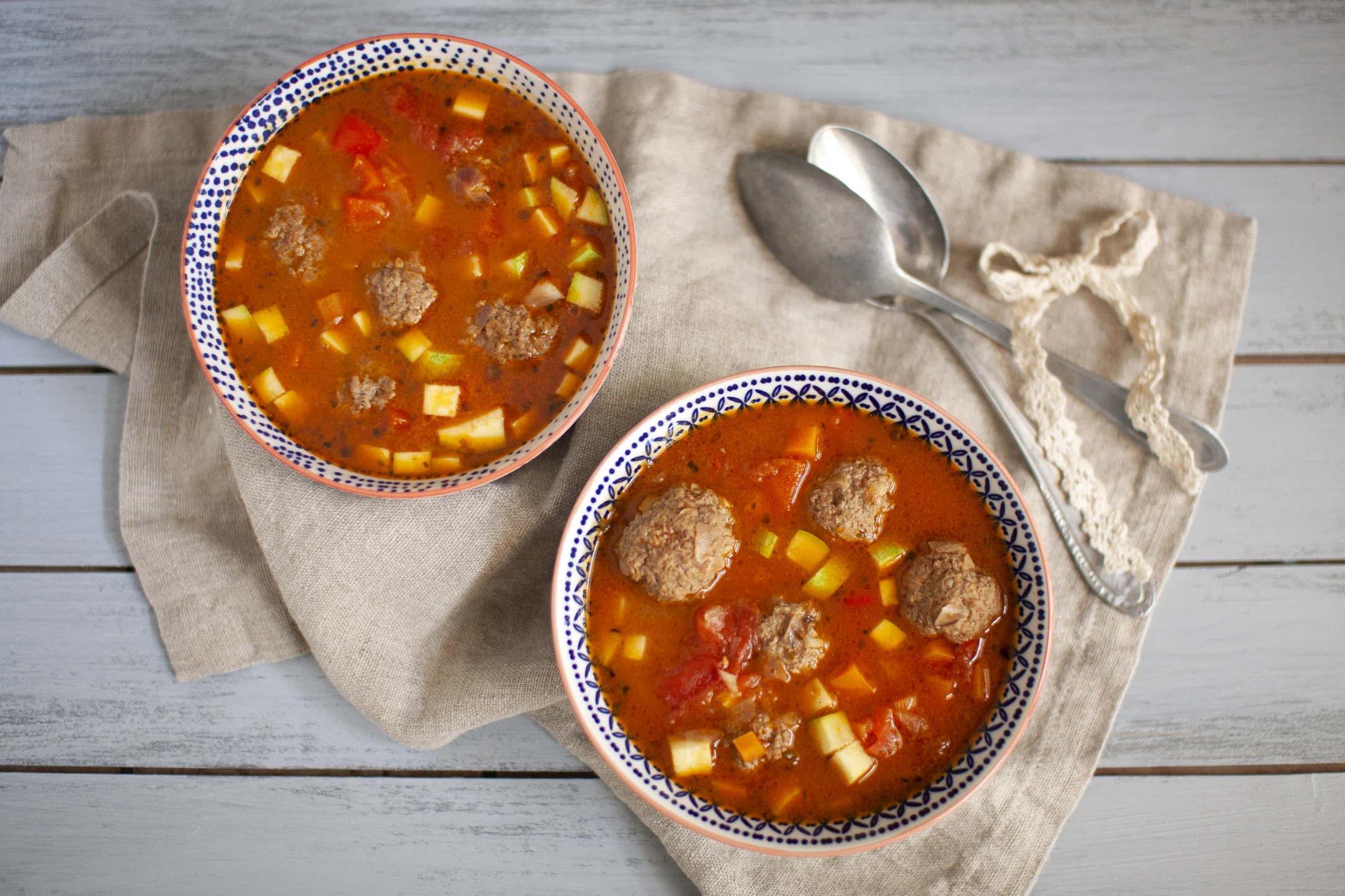 Homemade Meatballs in Hearty Vegetable Soup