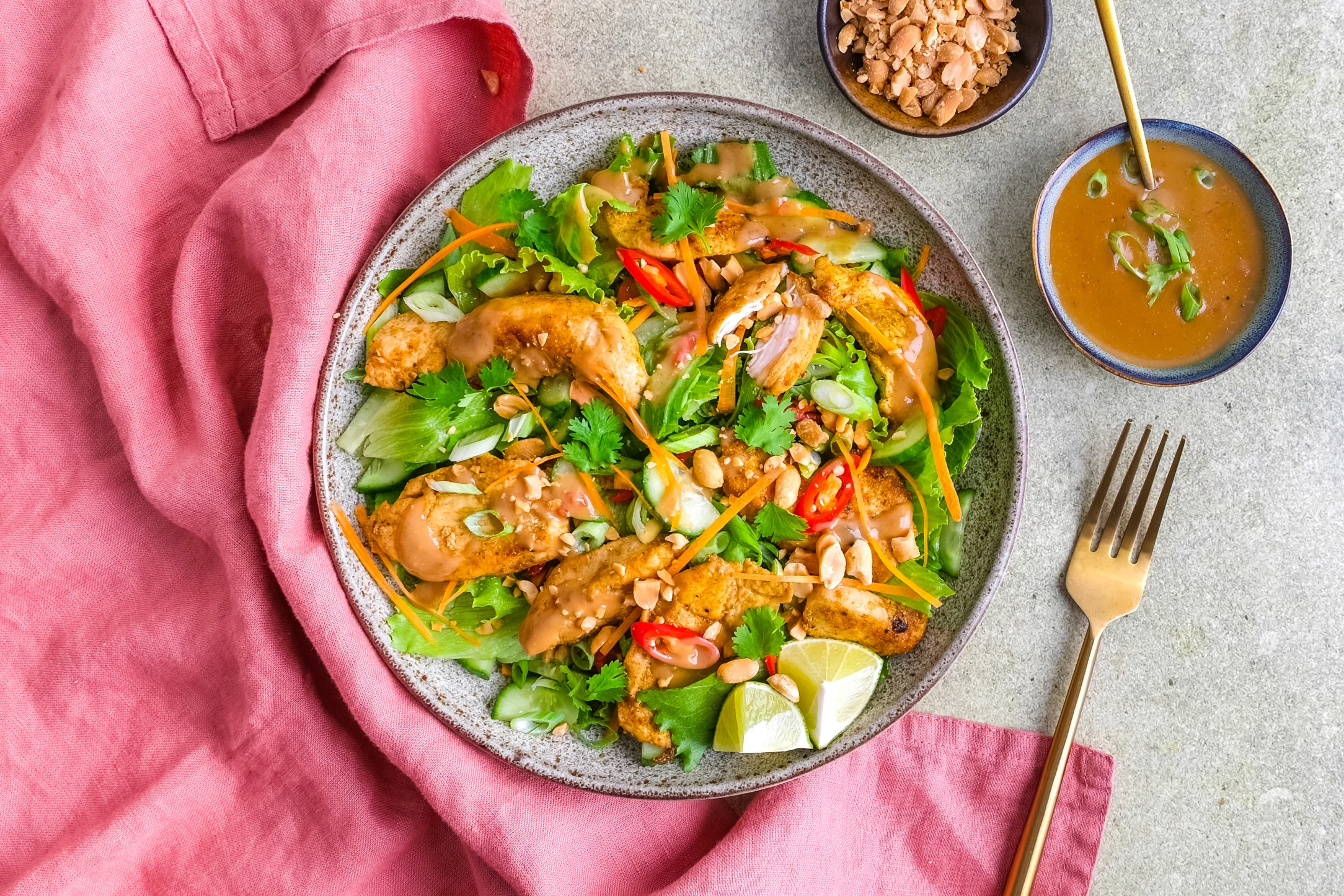 Chicken Satay Salad with Peanuts & Carrot