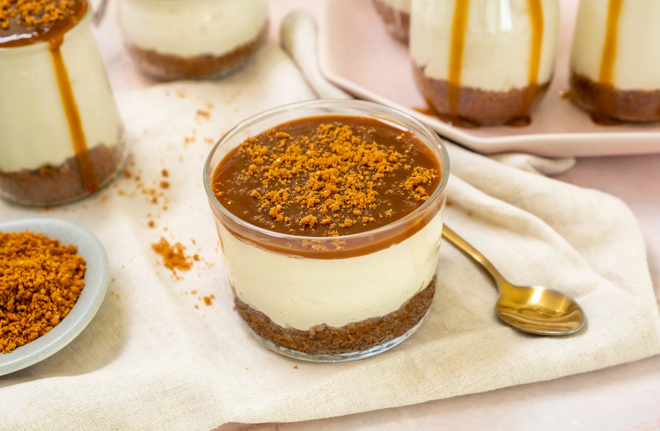 No-Bake Lotus Biscoff Cheesecake with Caramel Drizzle