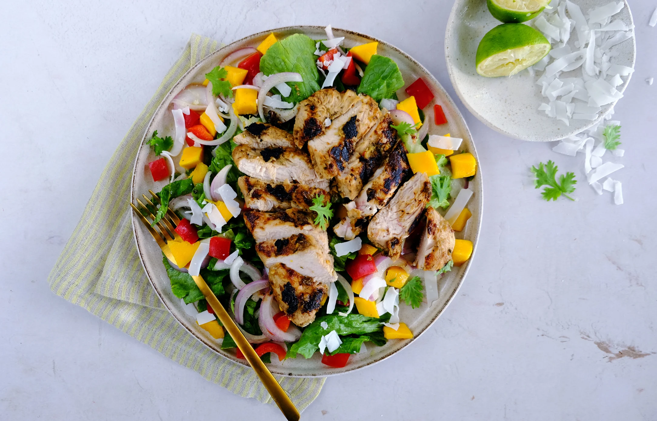 Jerk Chicken Salad with Mango and Coconut