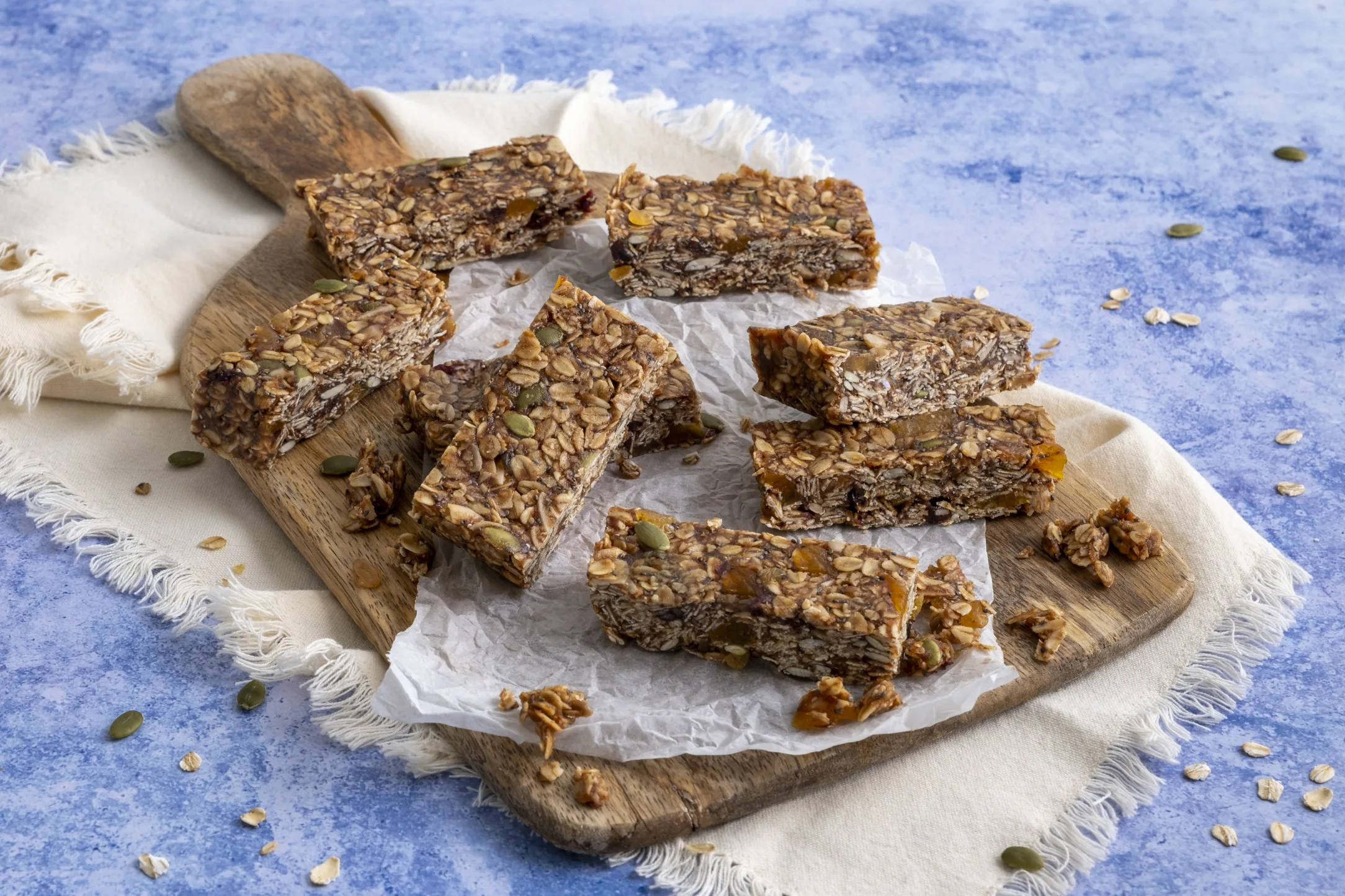 Granola Date Bars with Dried Apricots, Almonds and Mixed Seeds