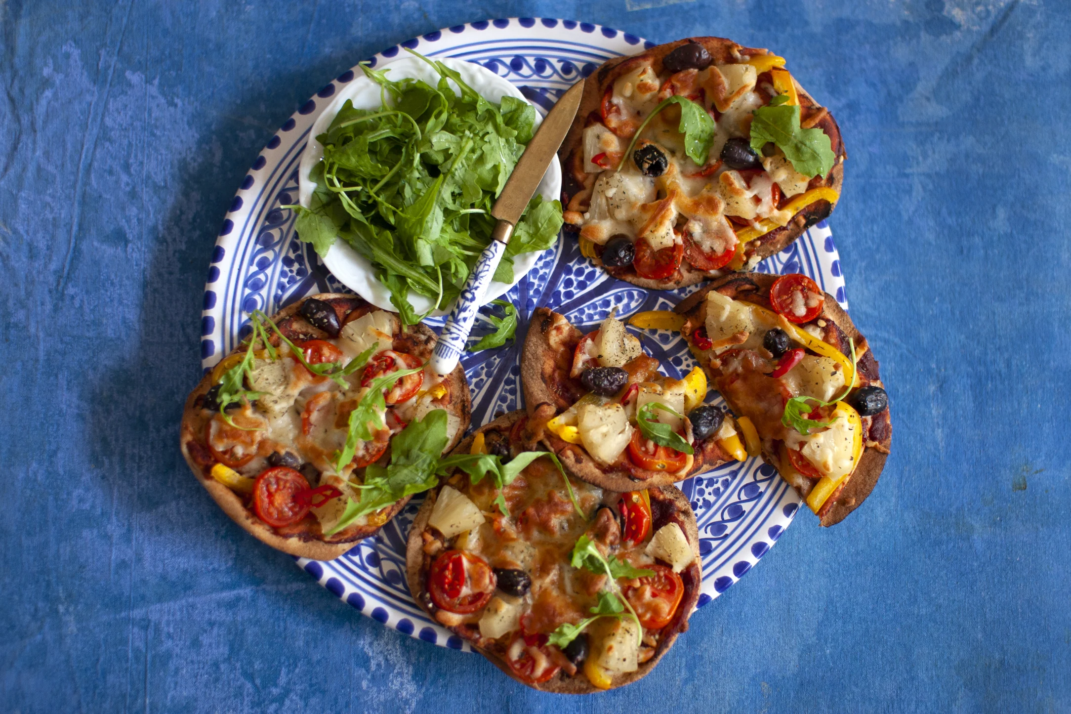 Hawaiian Cheat Pizza with Rocket