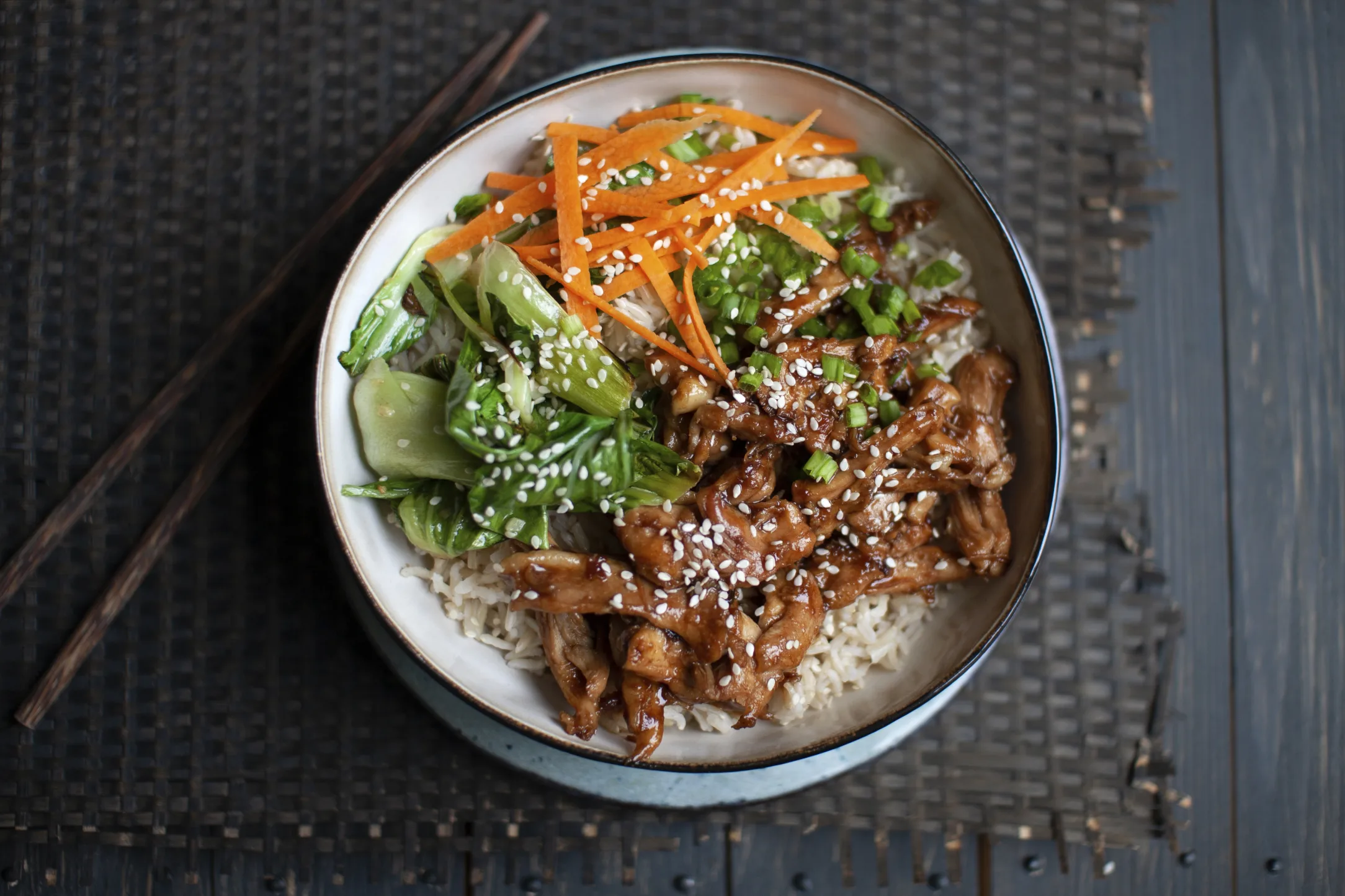 Chicken Teriyaki Donburi Bowl with Pak Choi
