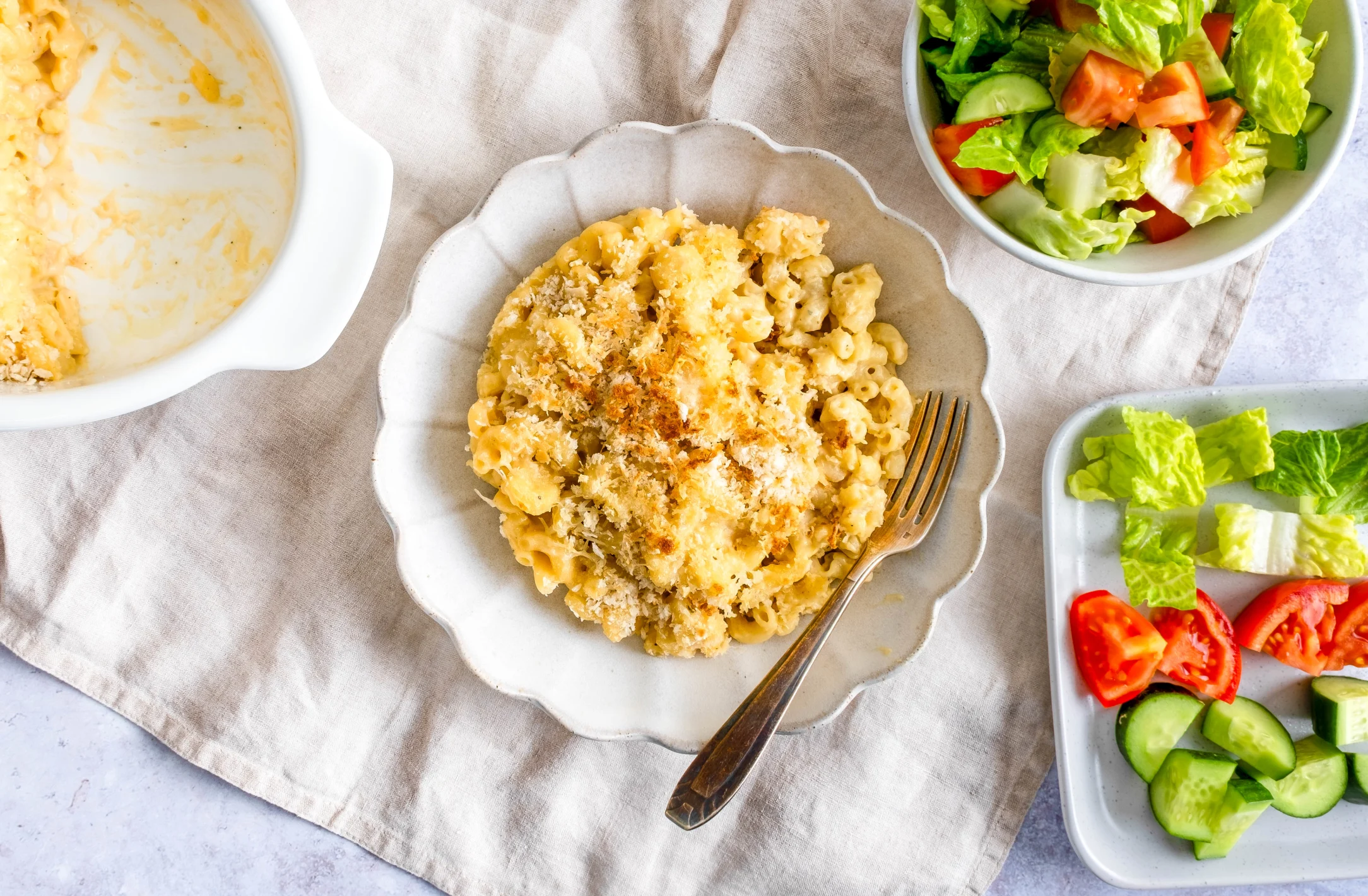 Ultimate Three Cheese Mac and Cheese with Side Salad