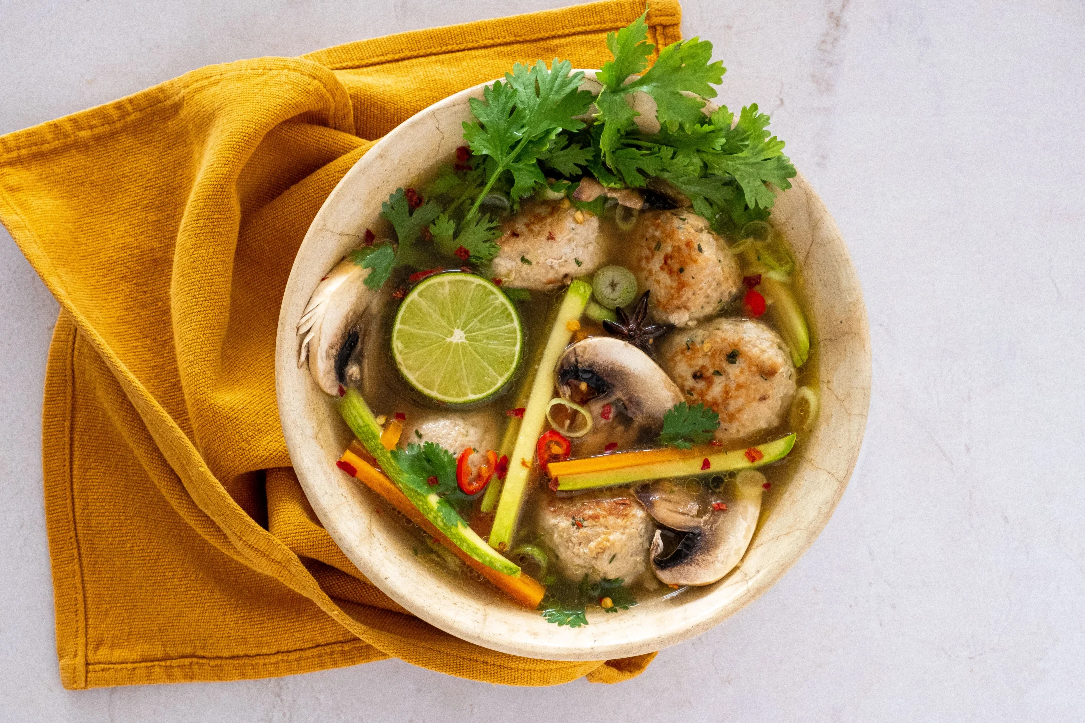 Chicken Meatball Pho Soup