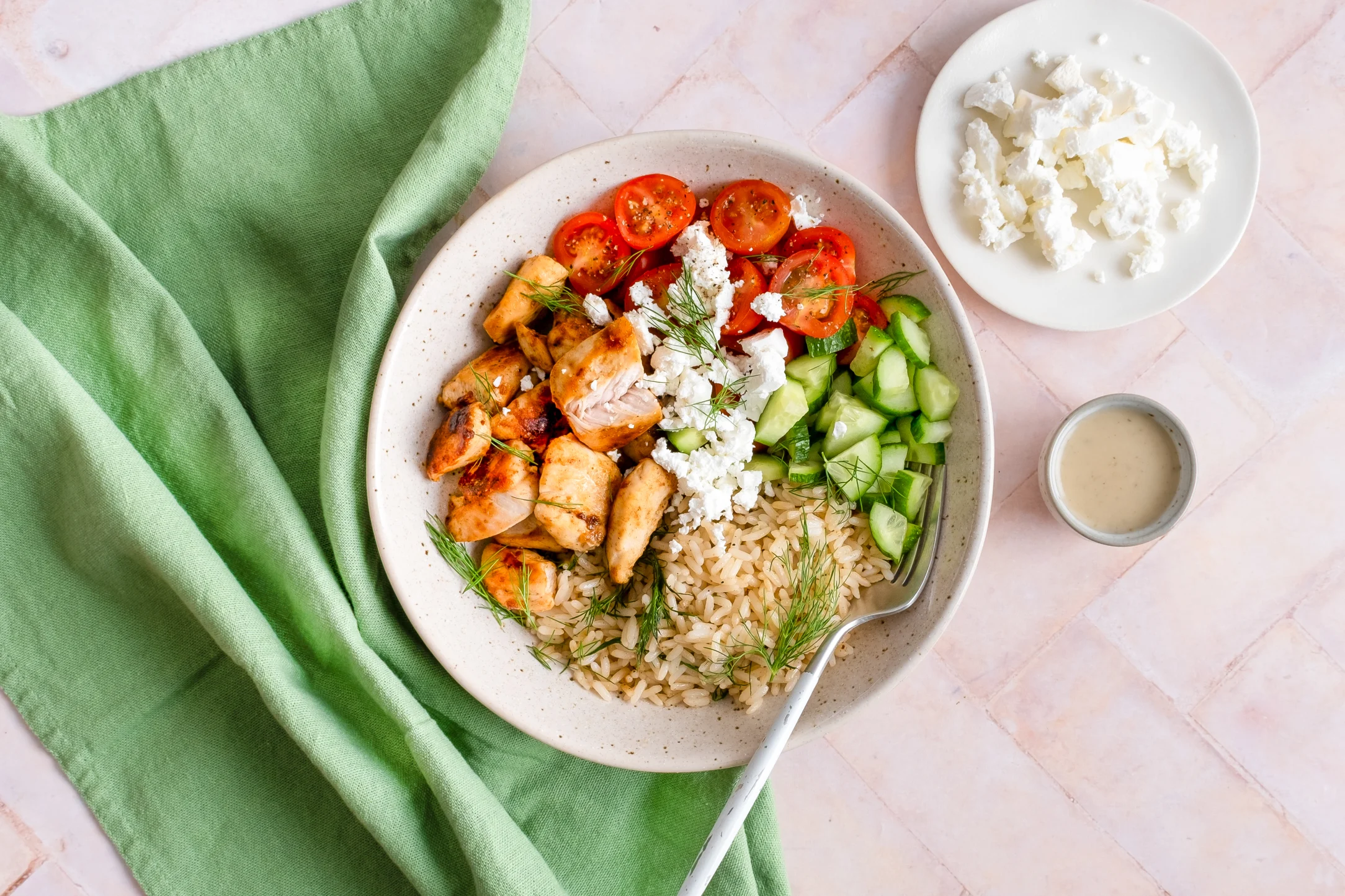 Express: Greek Chicken Gyros Bowl and Dill Rice with Pre-prepped Ingredients