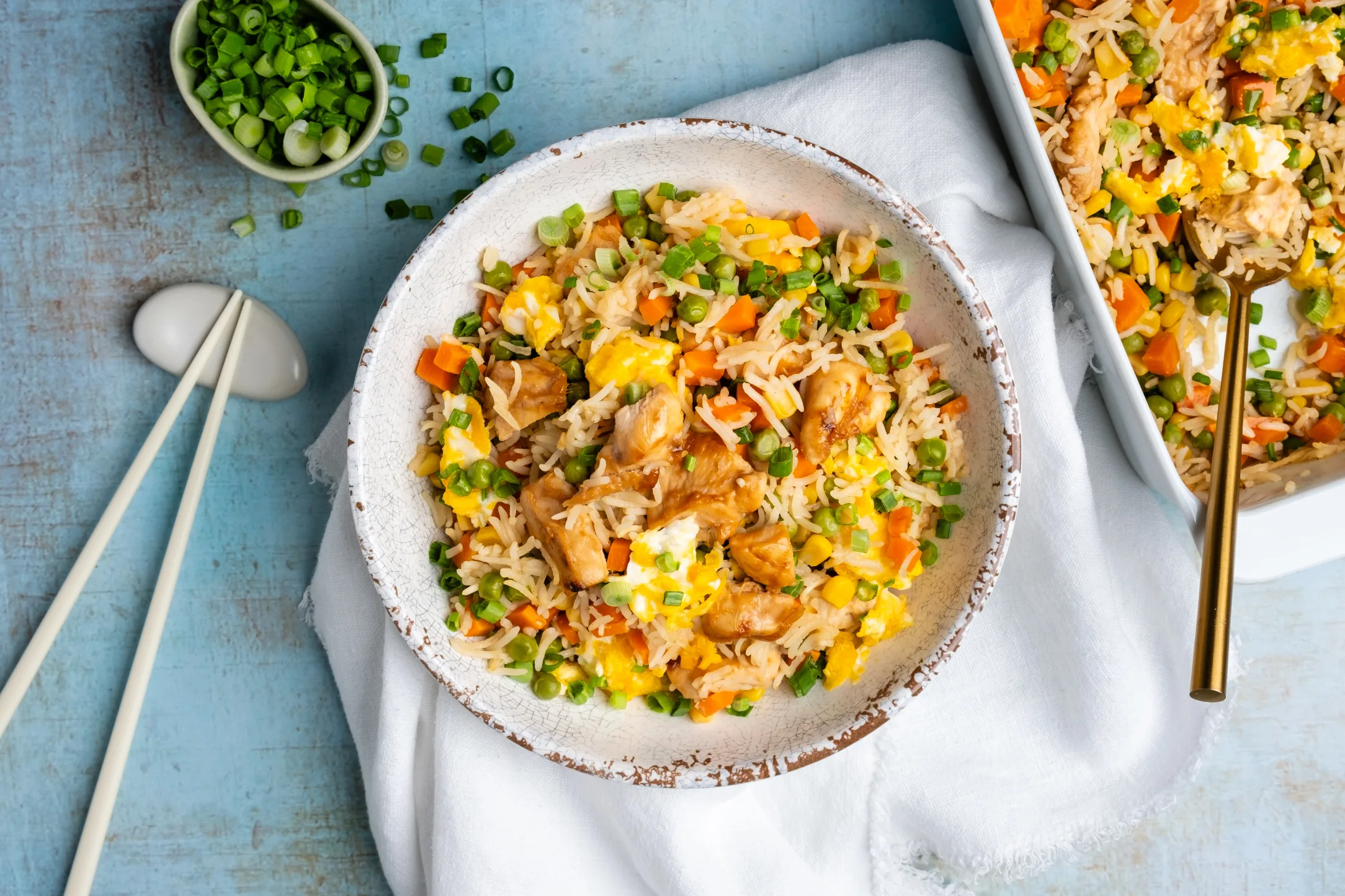 Cheat's Chicken Egg Fried Rice with Mixed Veggies