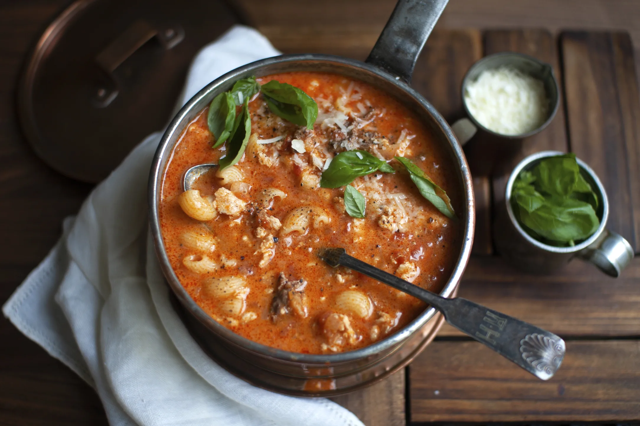 Rustic One Pot Chicken and Chorizo Pasta Soup