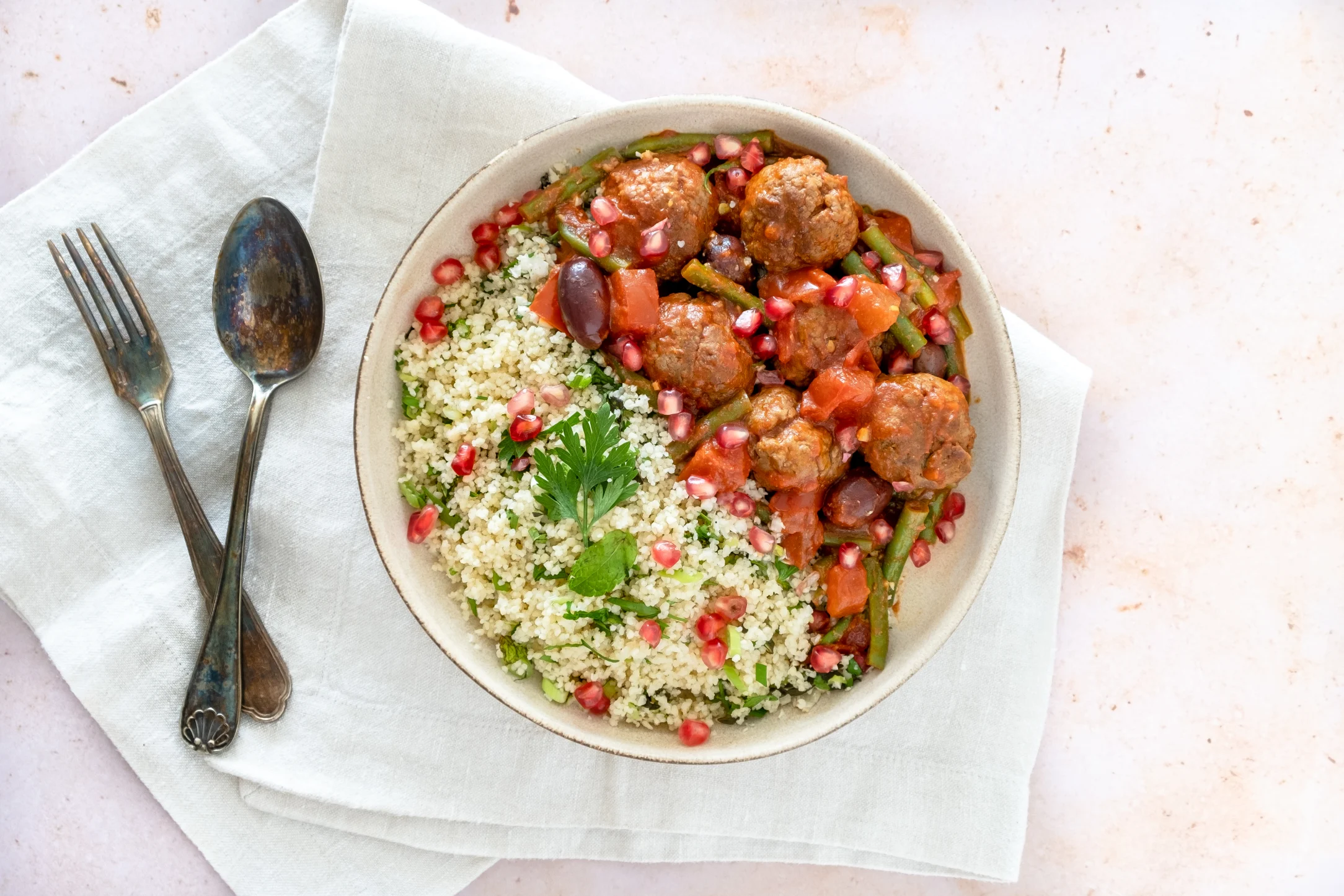 Moroccan Beef Kofta Tagine with Herby Couscous