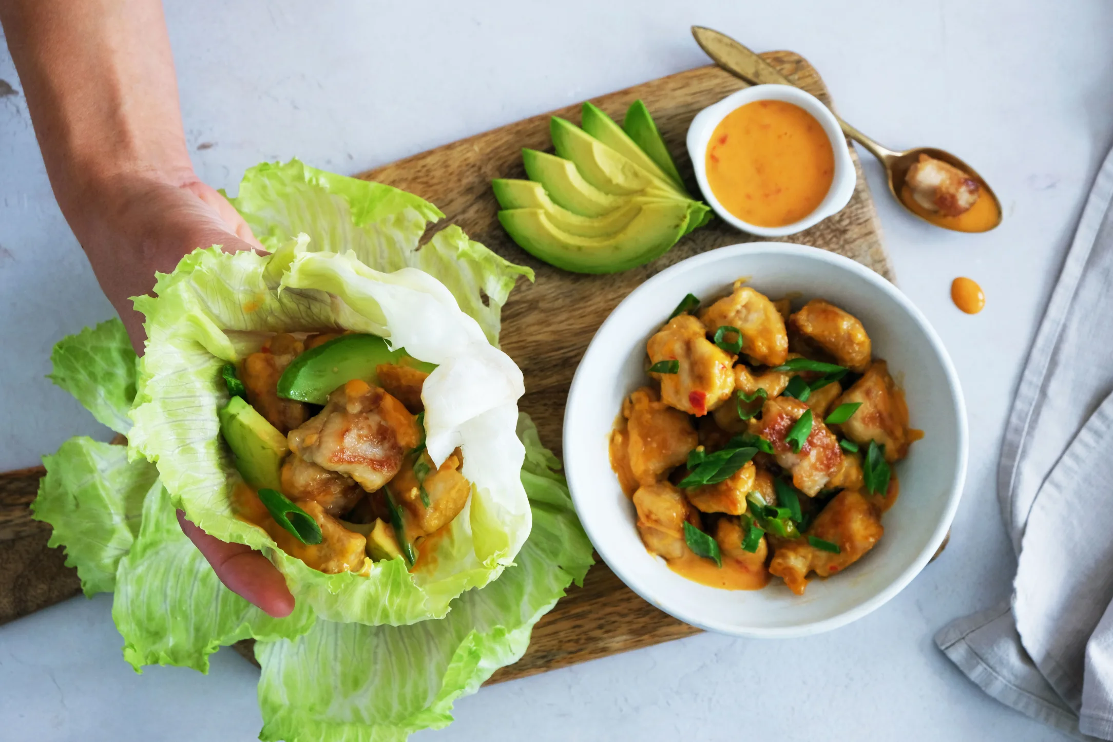 Dynamite Chicken Lettuce Cups with Avocado