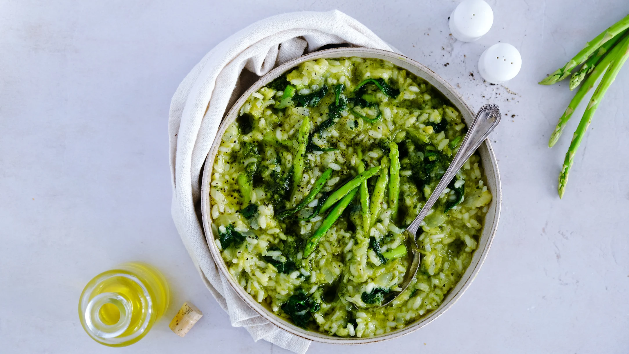 Green Four Veg Risotto with Pesto