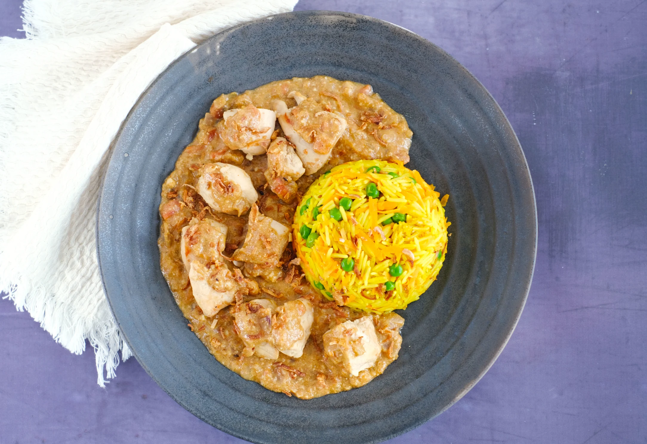 Indian Chicken Curry with Pea Pilau Rice