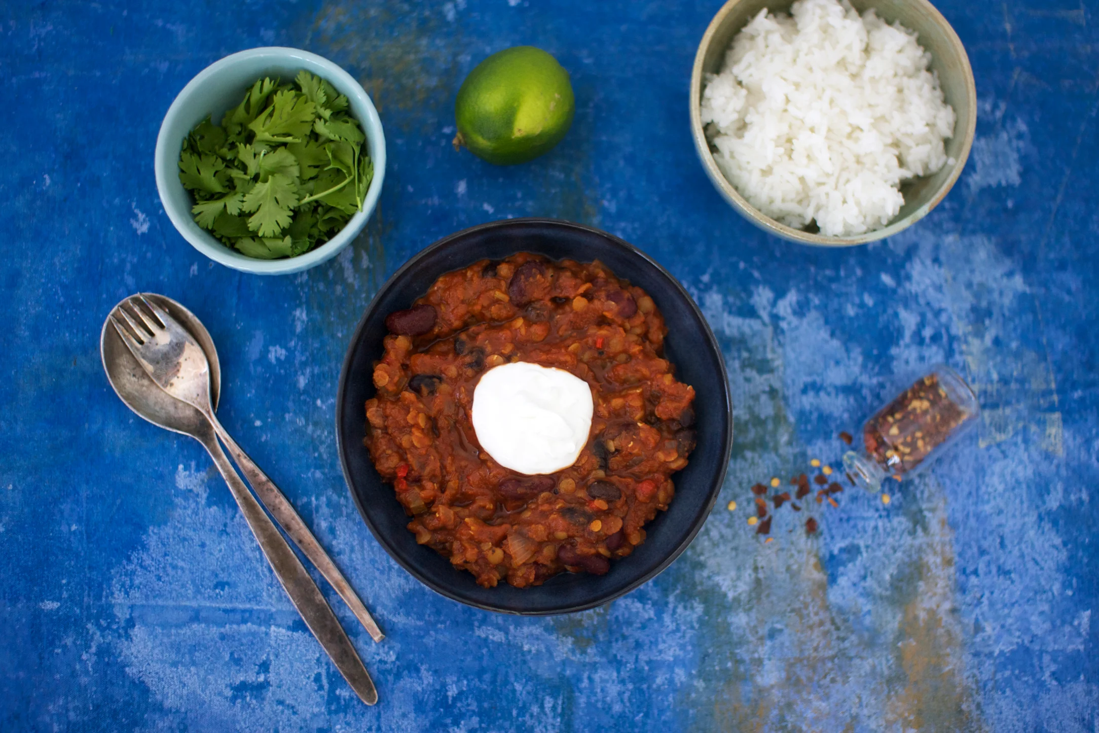 Lentil and Bean Chilli with Jasmine Rice