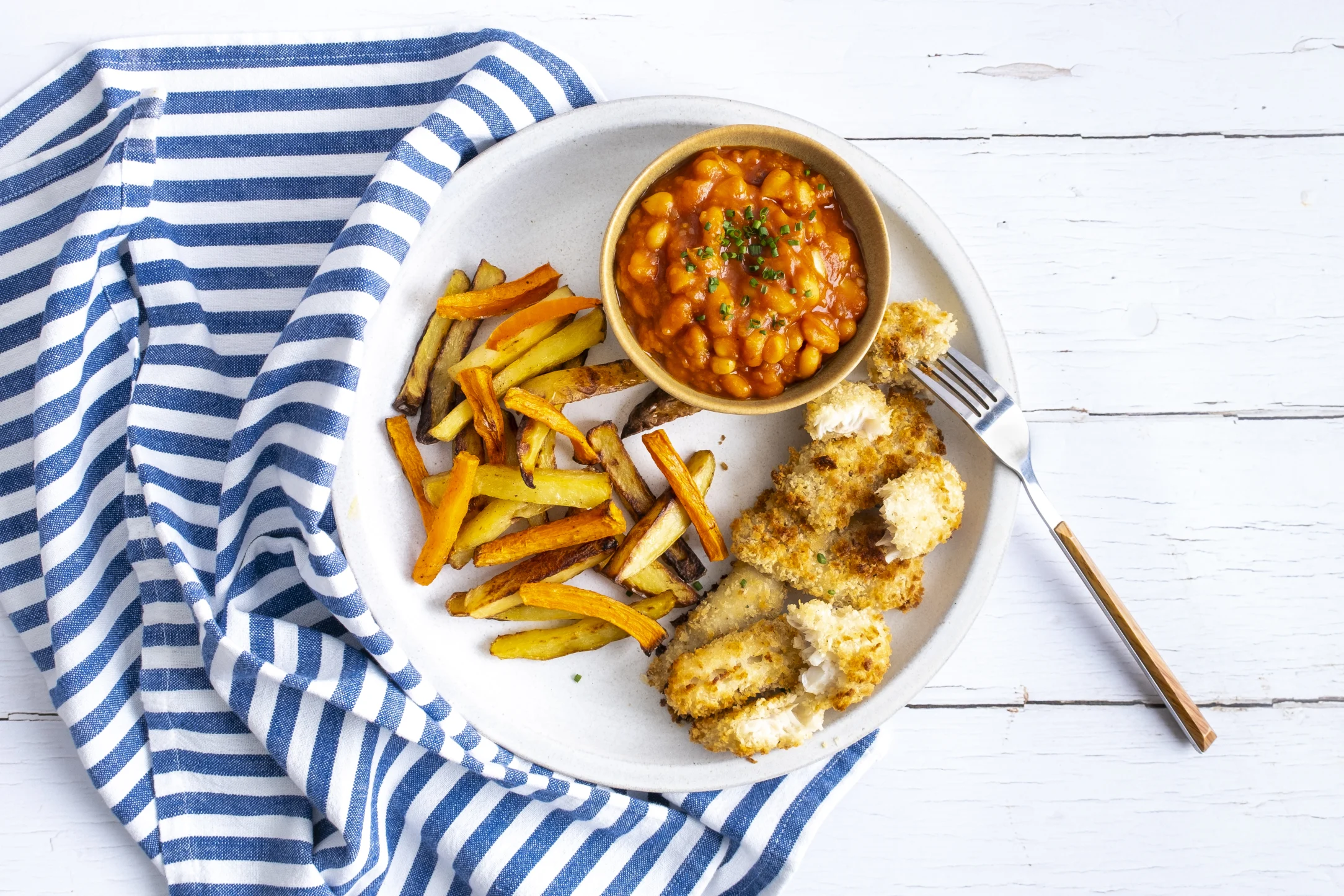 Fish Fingers, Chips and Baked Beans