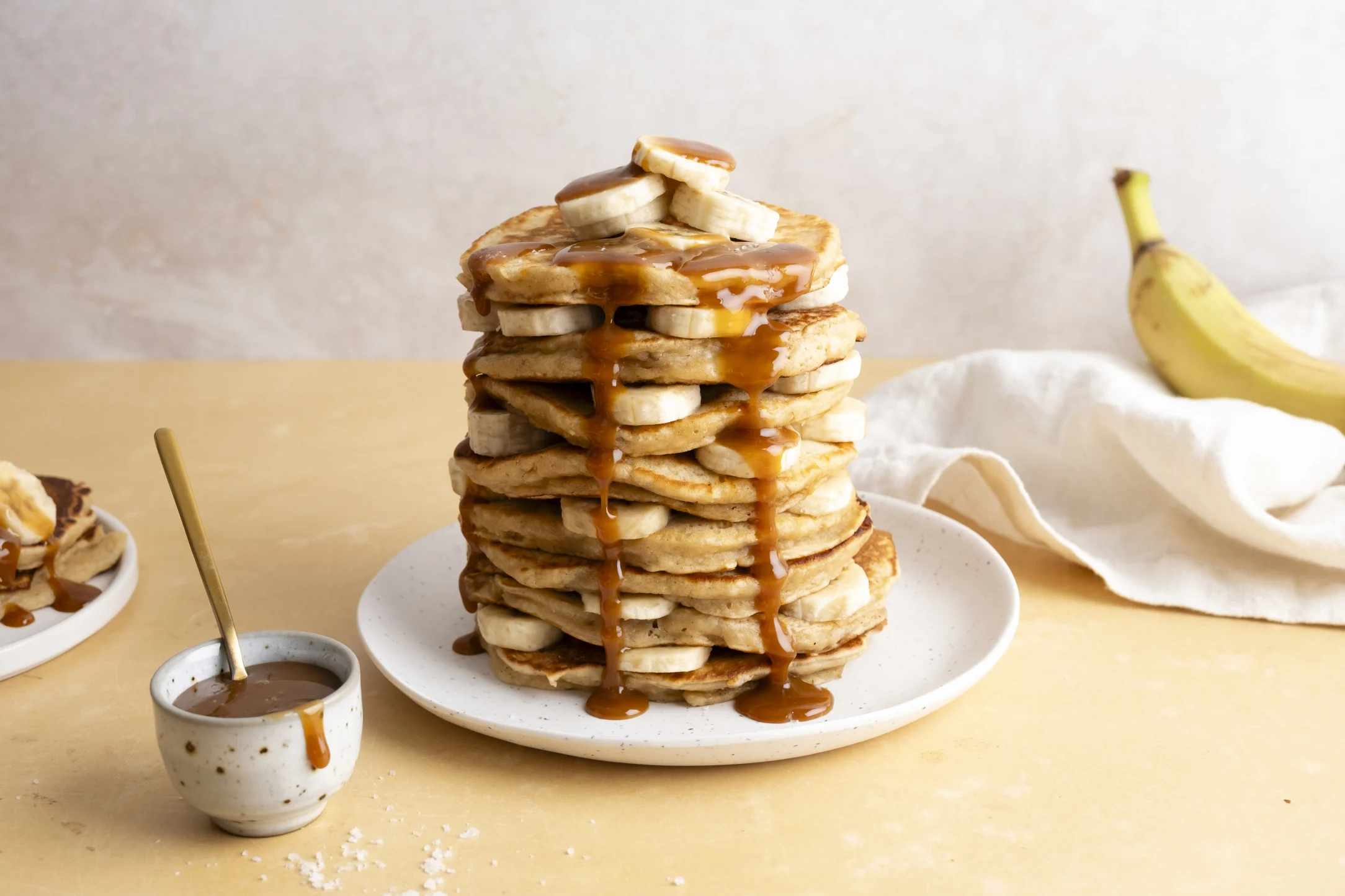Banana Pancakes with Salted Caramel Sauce