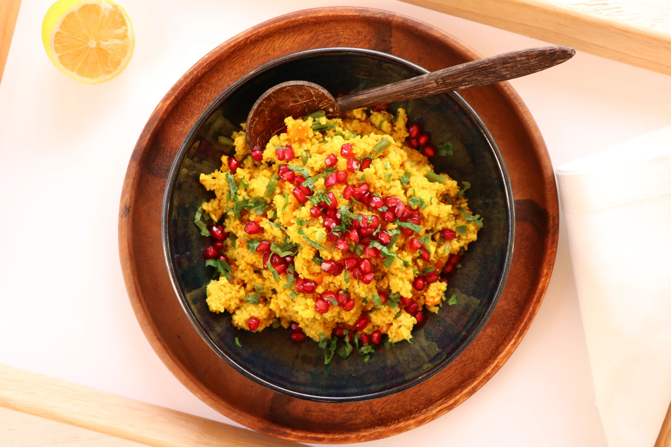 Chicken Couscous with Raisins and Pomegranate Seeds