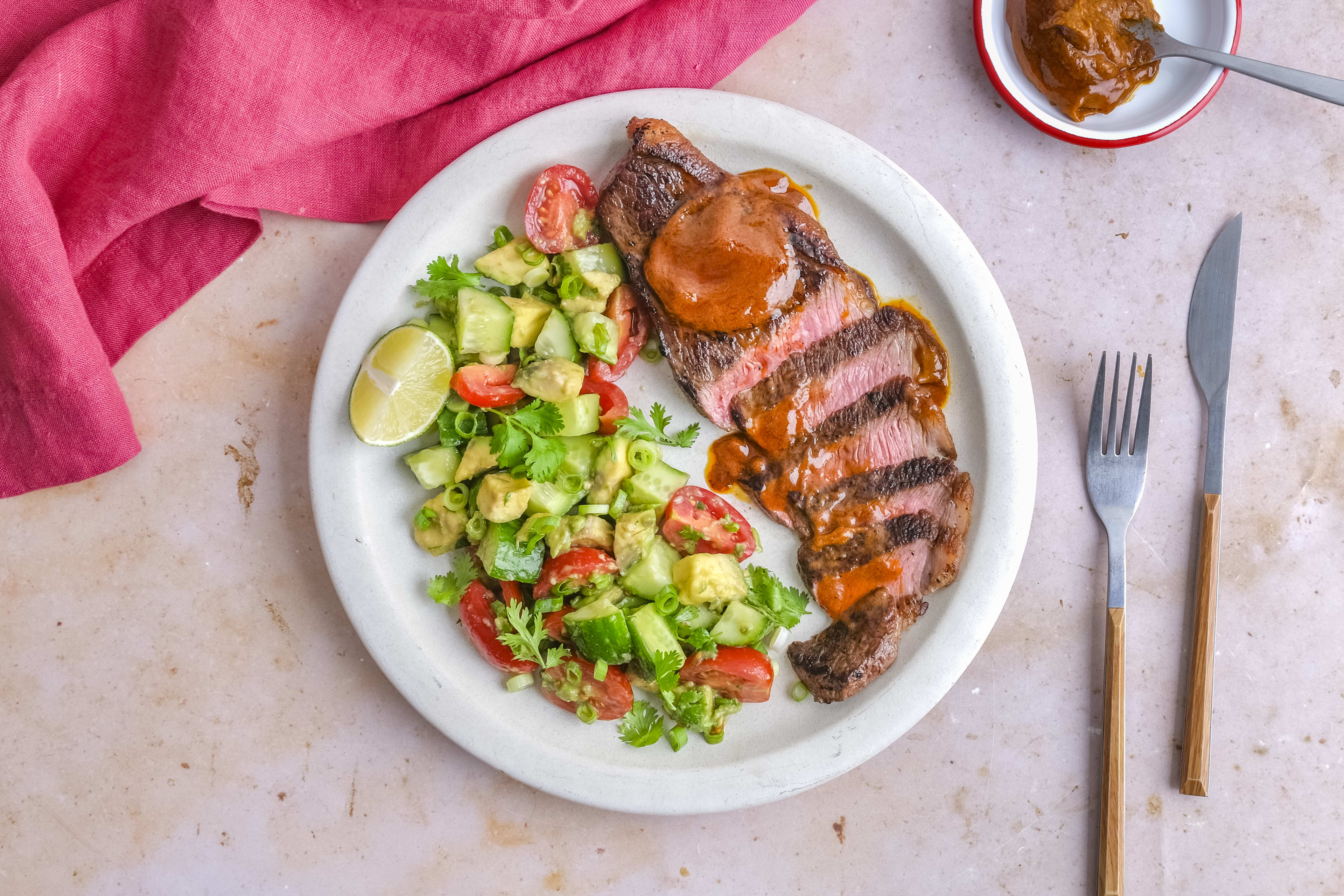 Picanha Steak with Avocado Salad & Spiced Barbecue Butter