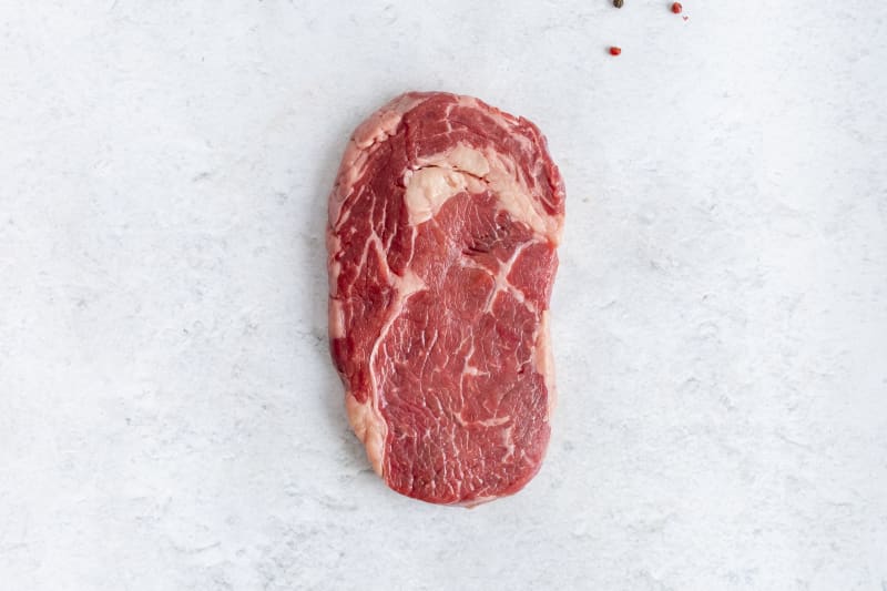 Grass-fed ribeye steak, raw