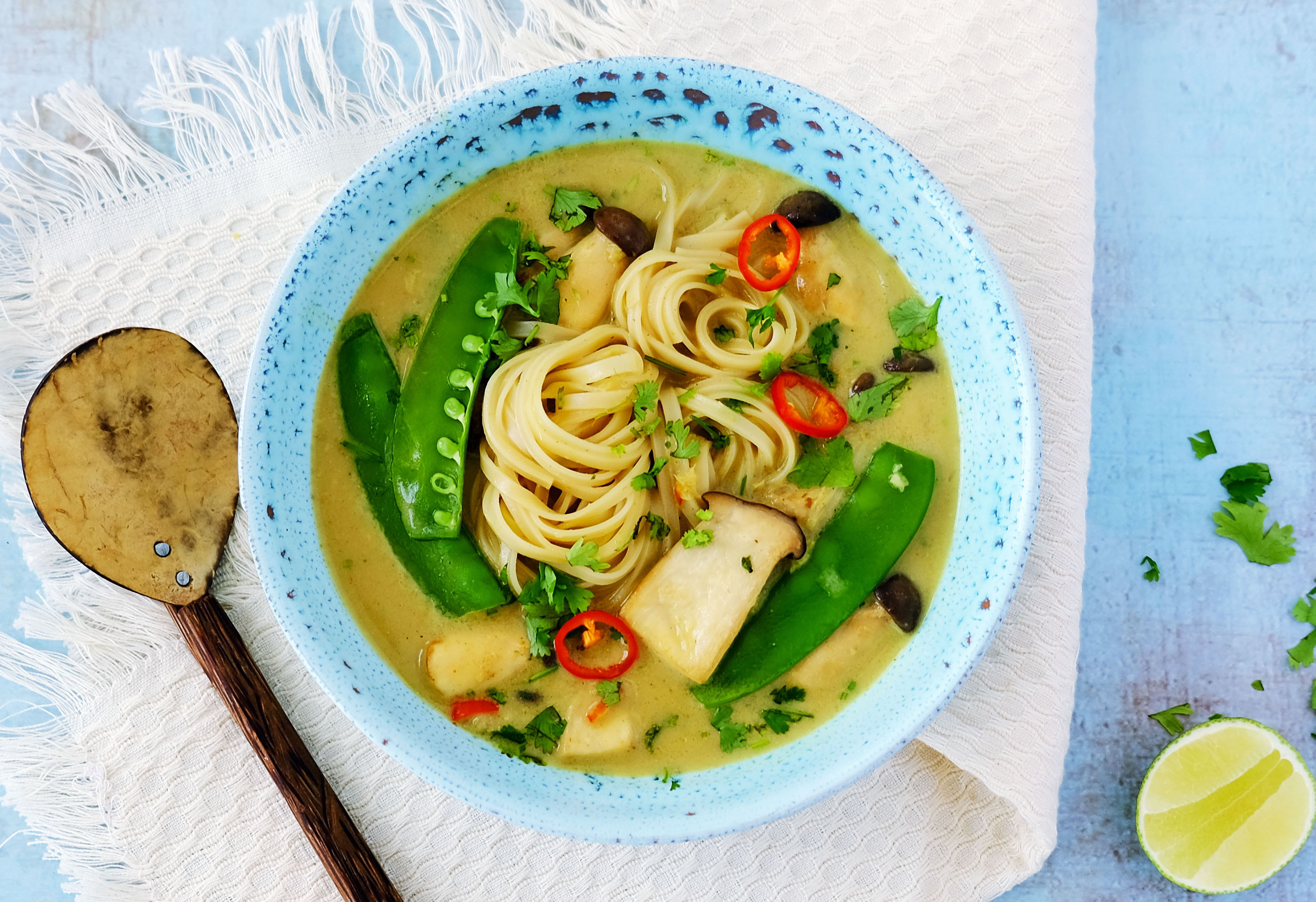 Onepot Laksa with Rice Noodles and Oyster Mushrooms Hello Chef!