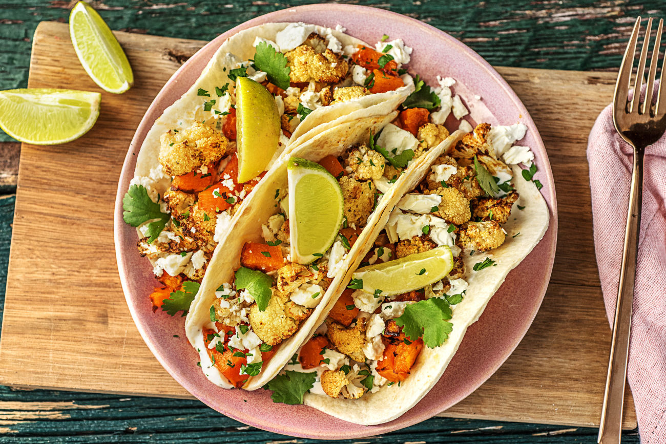 easy butternut squash recipes-HelloFresh-Crispy-Cauliflower-Squash-Tacos