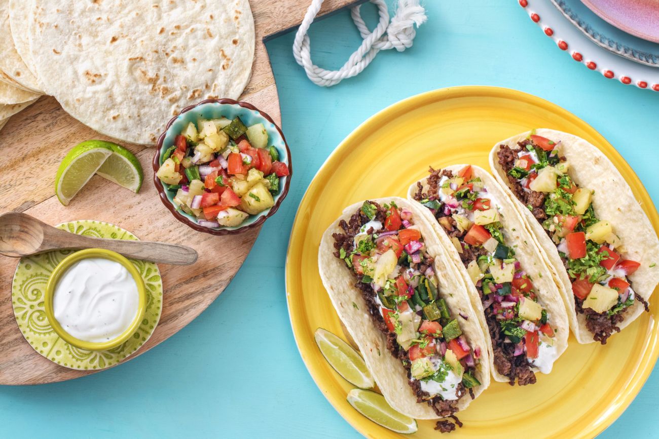 easy Mexican recipes-Pineapple-Poblano-Beef-Tacos-HelloFresh