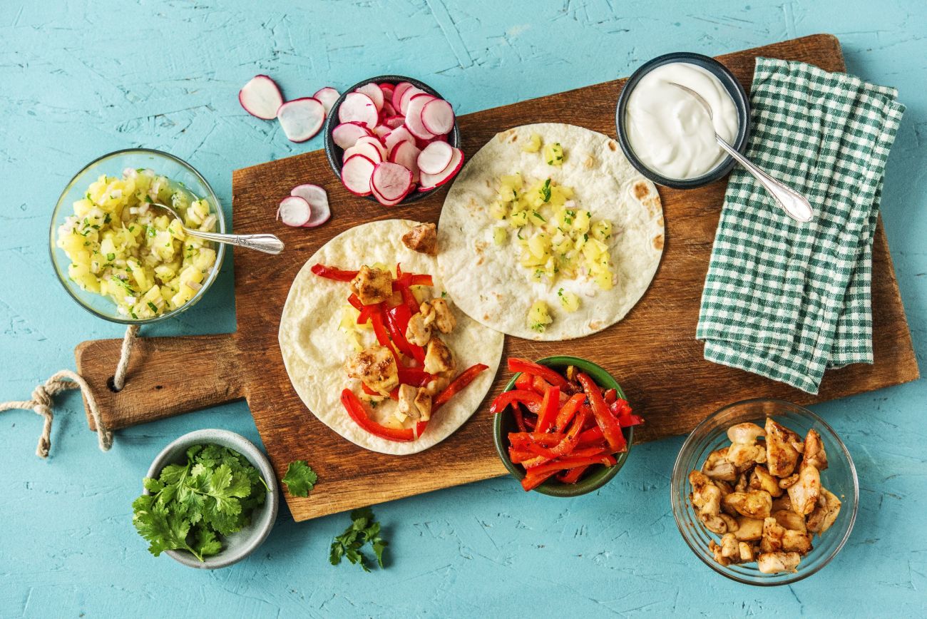 easy Mexican recipes-Chicken-Pineapple-Party-Tacos-HelloFresh