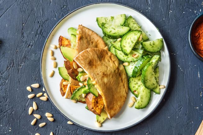 Harissa Sweet Potato Pita Pockets