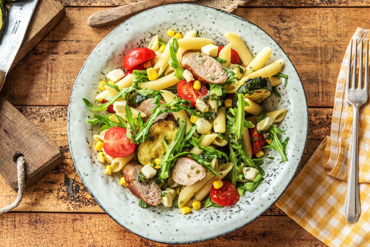 Penne with Sausage Corn Zucchini-grilling recipes-HelloFresh